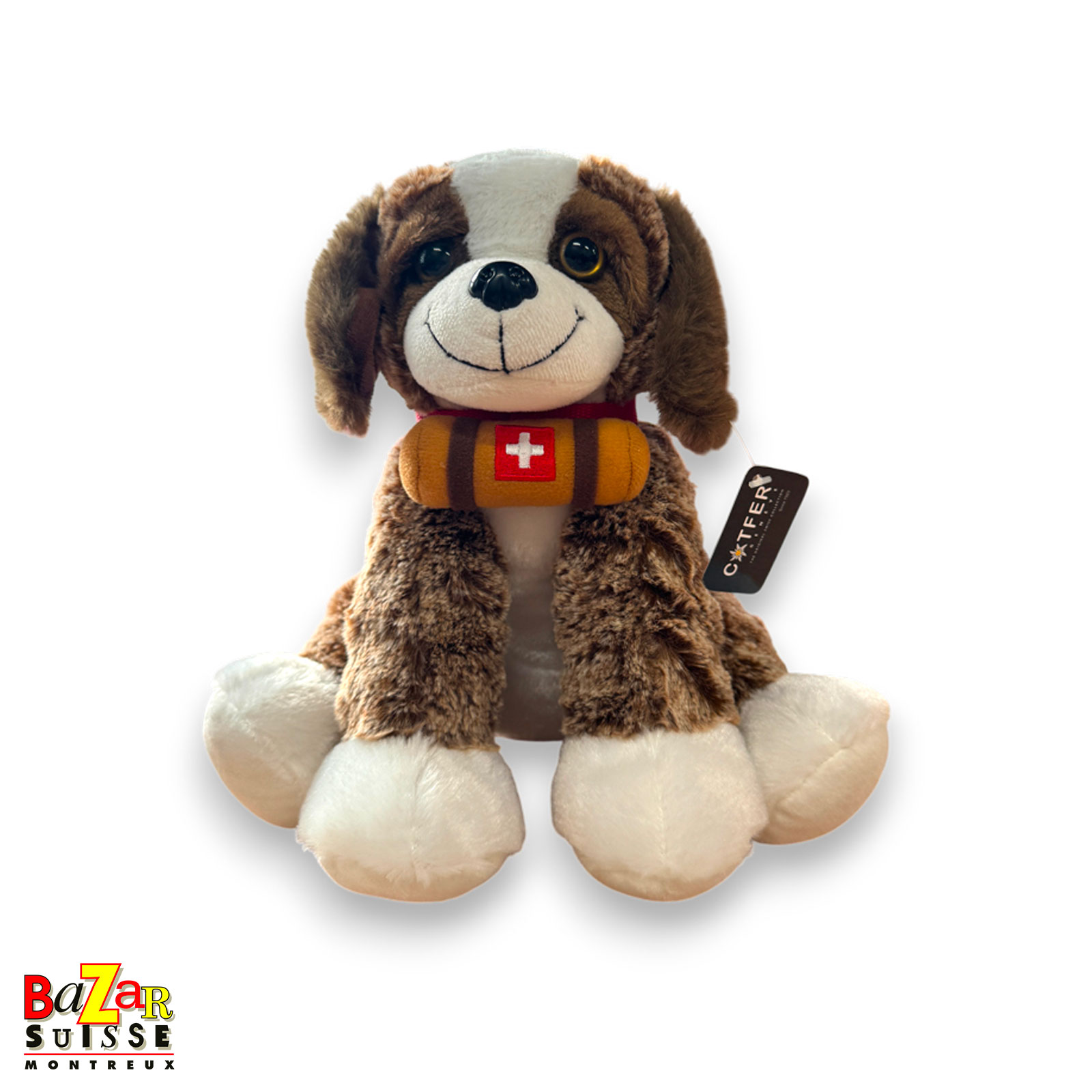 Peluche Saint-Bernard assise - 25 cm