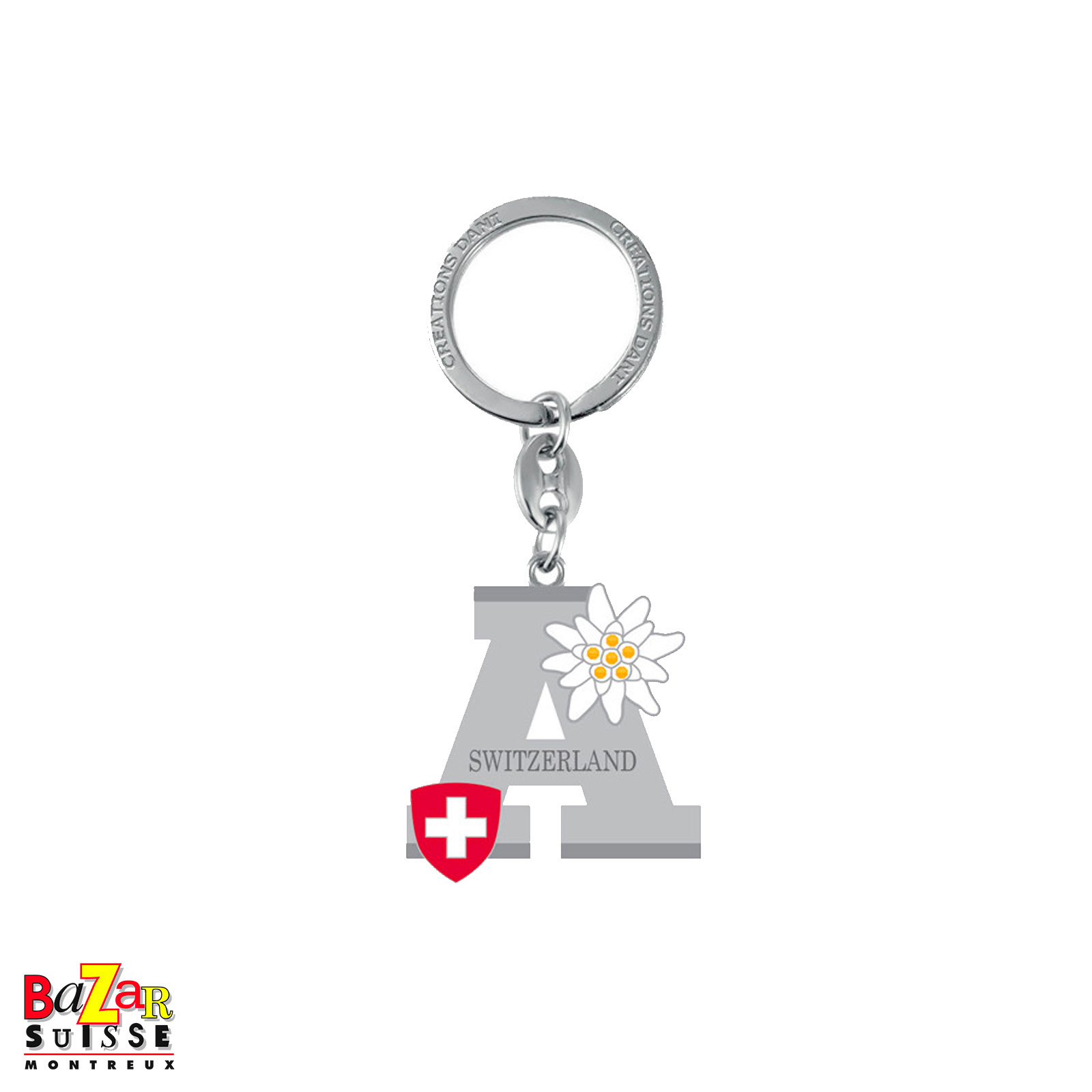 Porte-clés lettre "A" et edelweiss