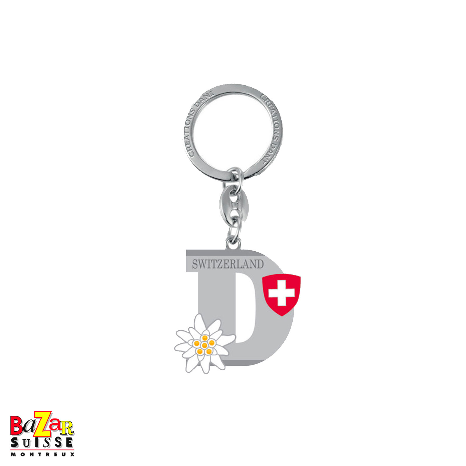 Porte-clés lettre "D" et edelweiss