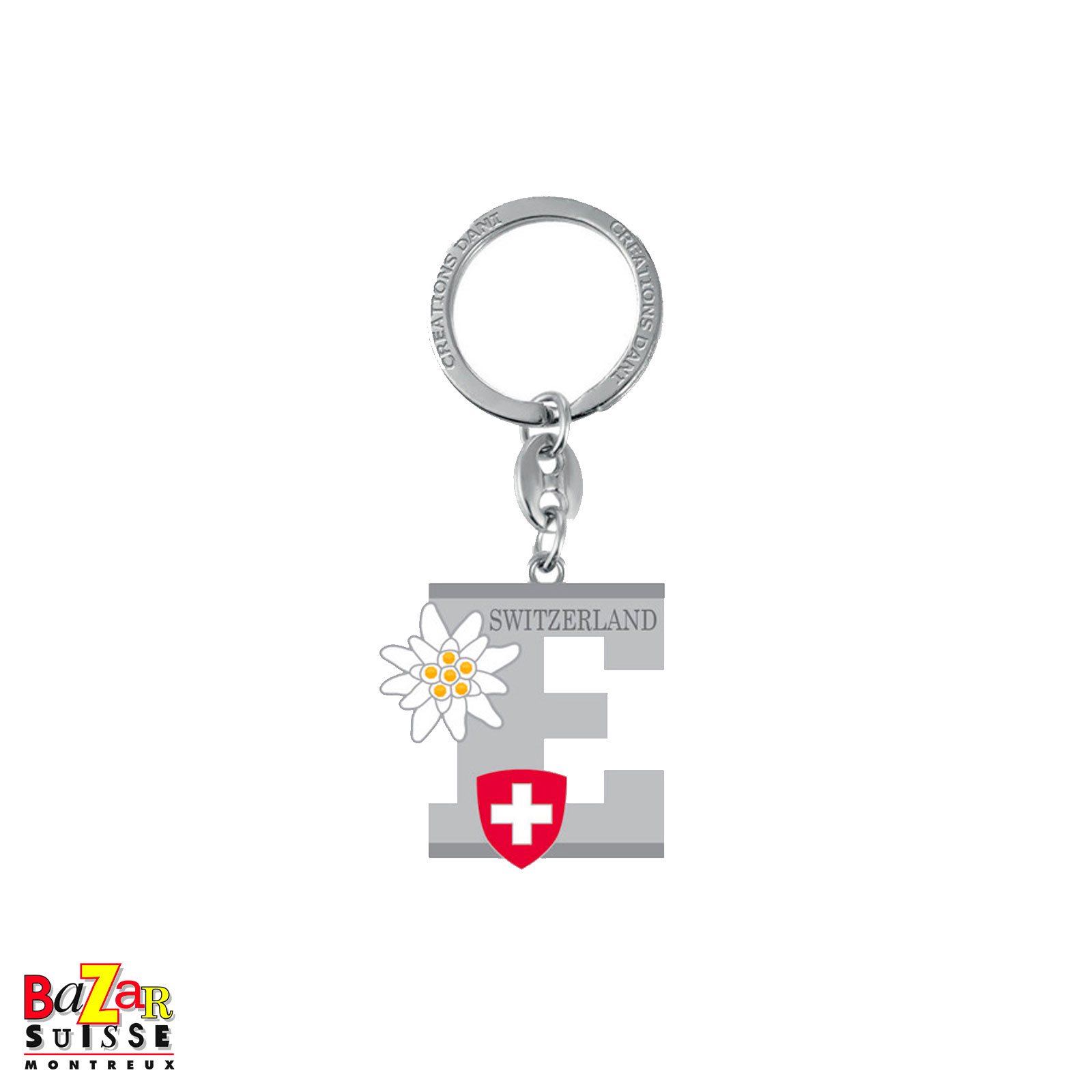 Porte-clés lettre "E" et edelweiss