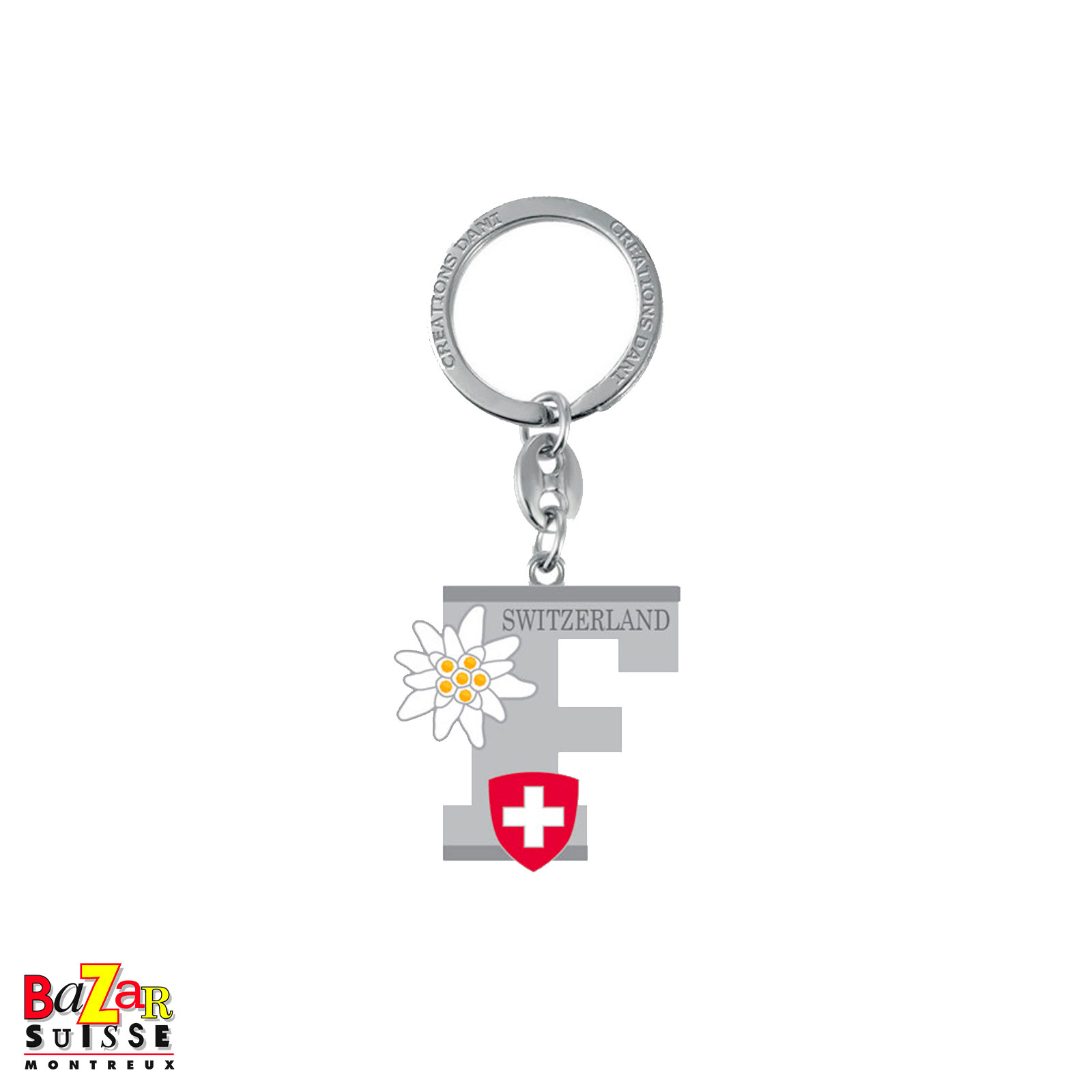 Porte-clés lettre "F" et edelweiss