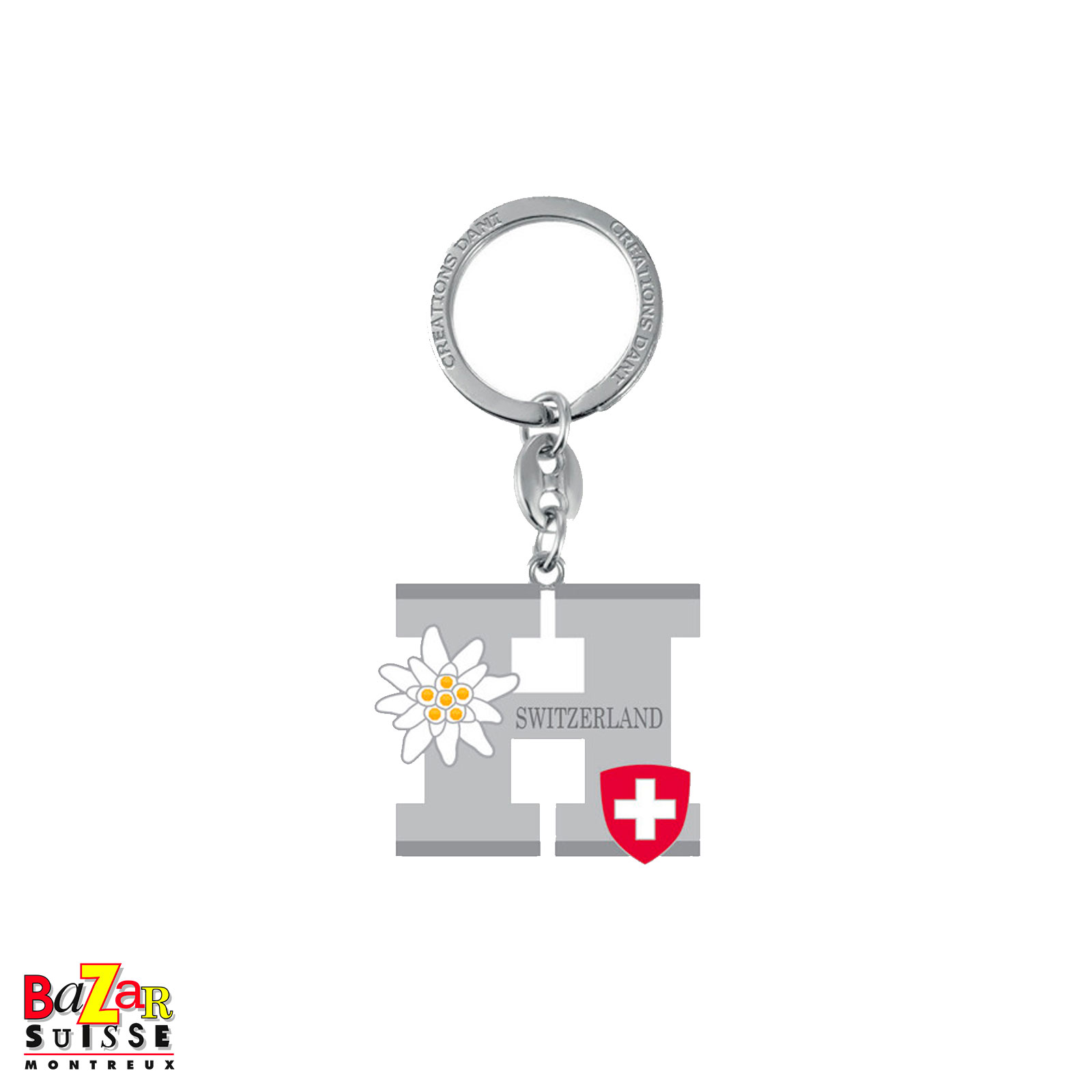 Porte-clés lettre "H" et edelweiss