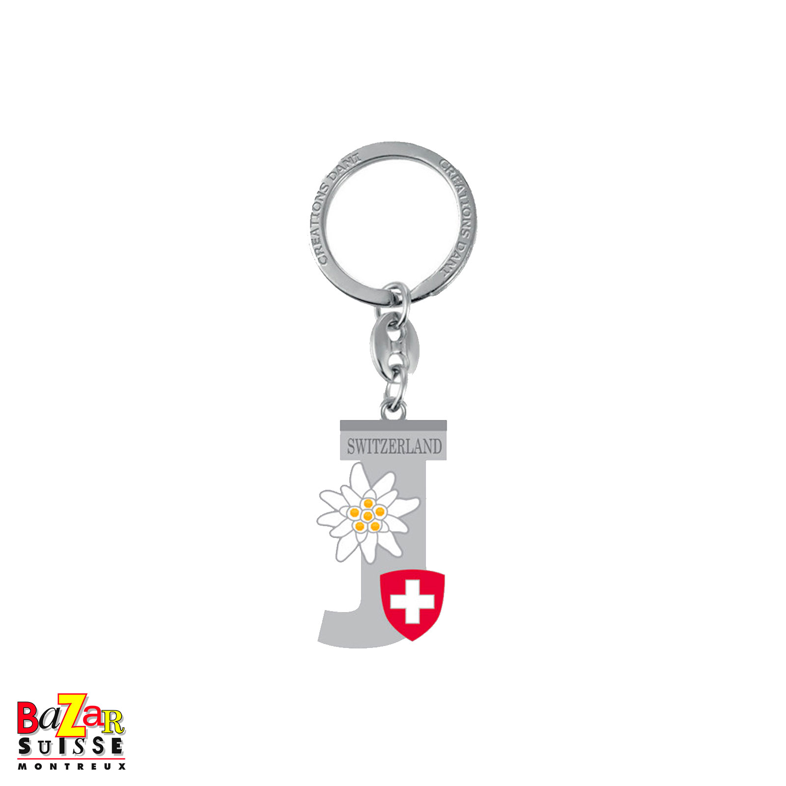 Porte-clés lettre "J" et edelweiss