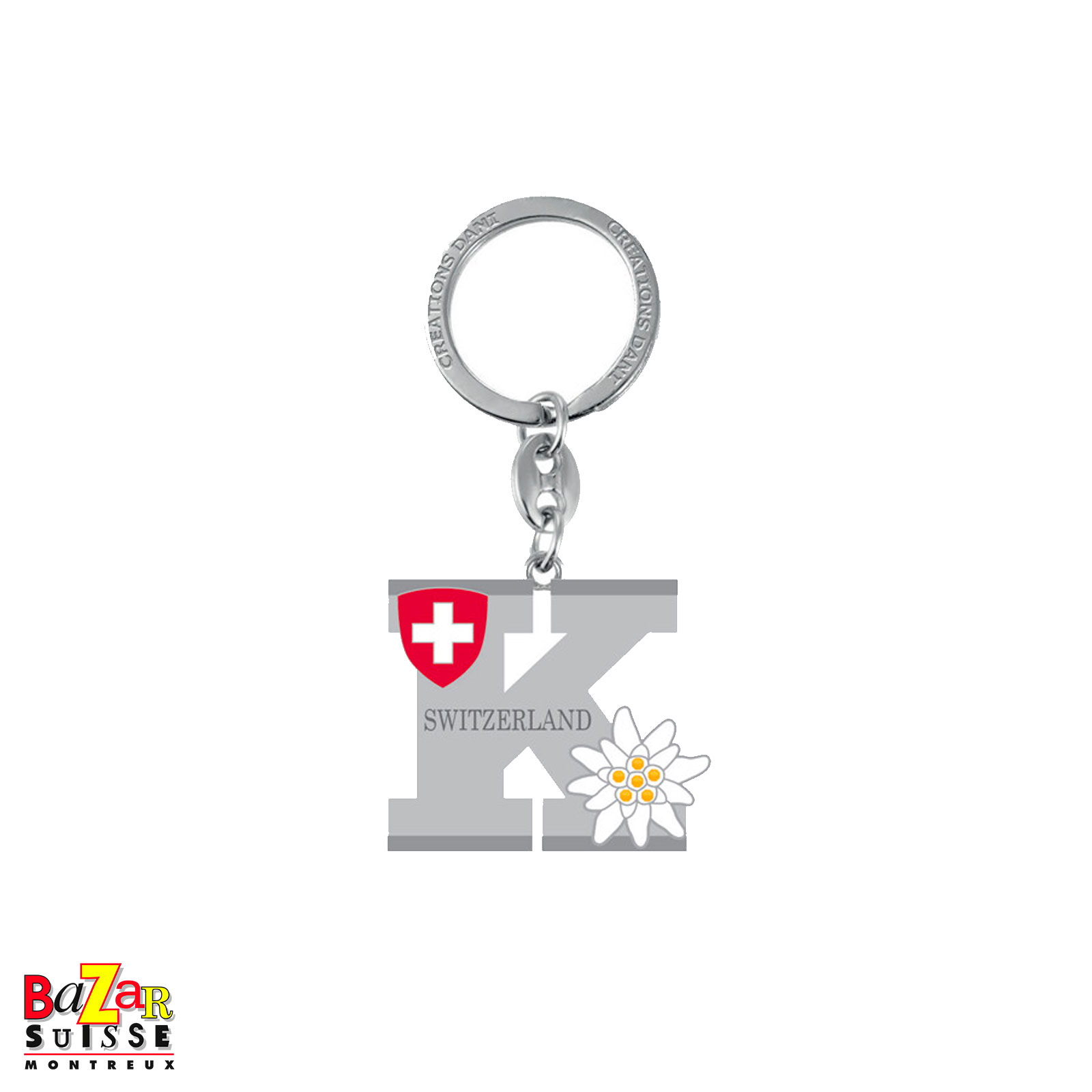 Porte-clés lettre "K" et edelweiss
