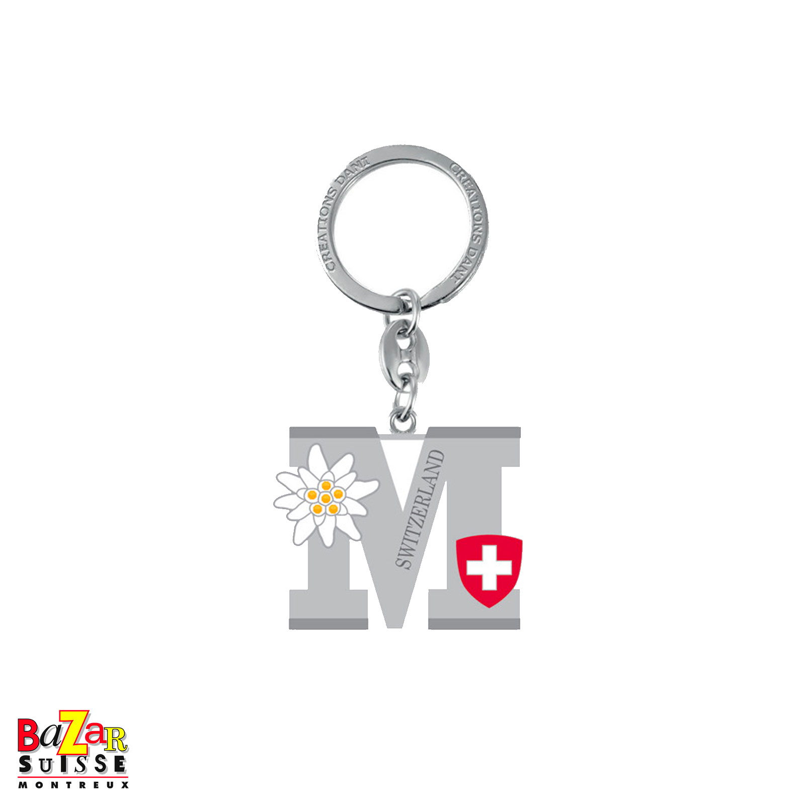 Porte-clés lettre "M" et edelweiss