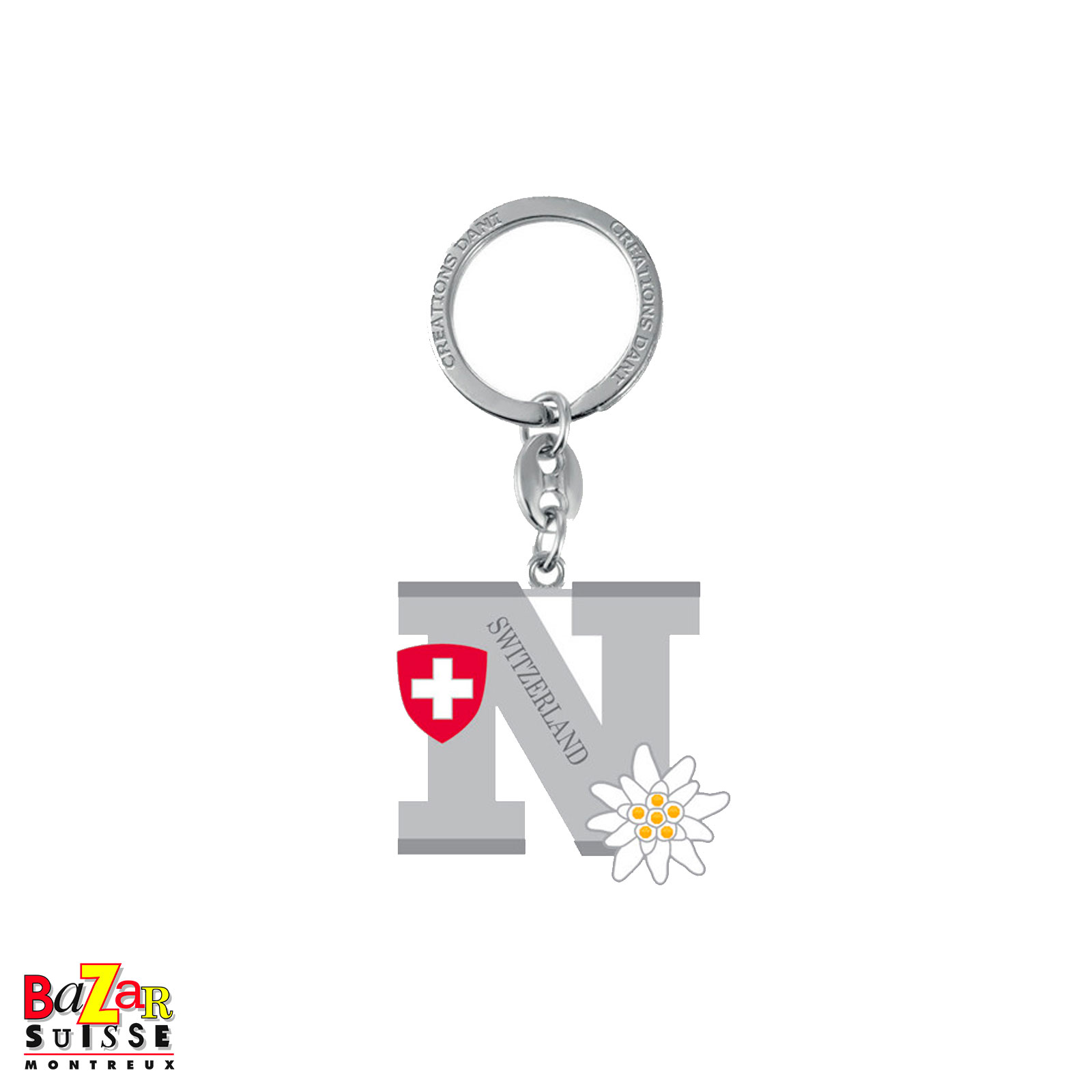 Porte-clés lettre "N" et edelweiss