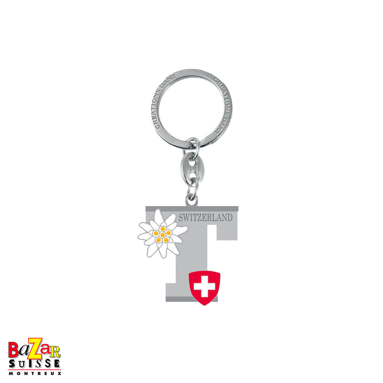 Porte-clés lettre "T" et edelweiss