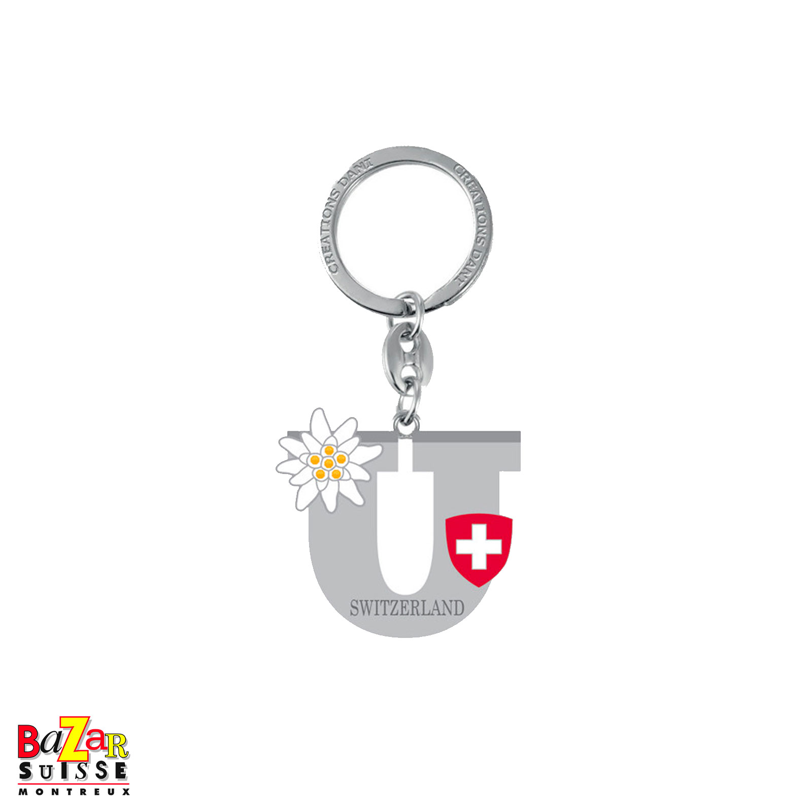 Porte-clés lettre "U" et edelweiss