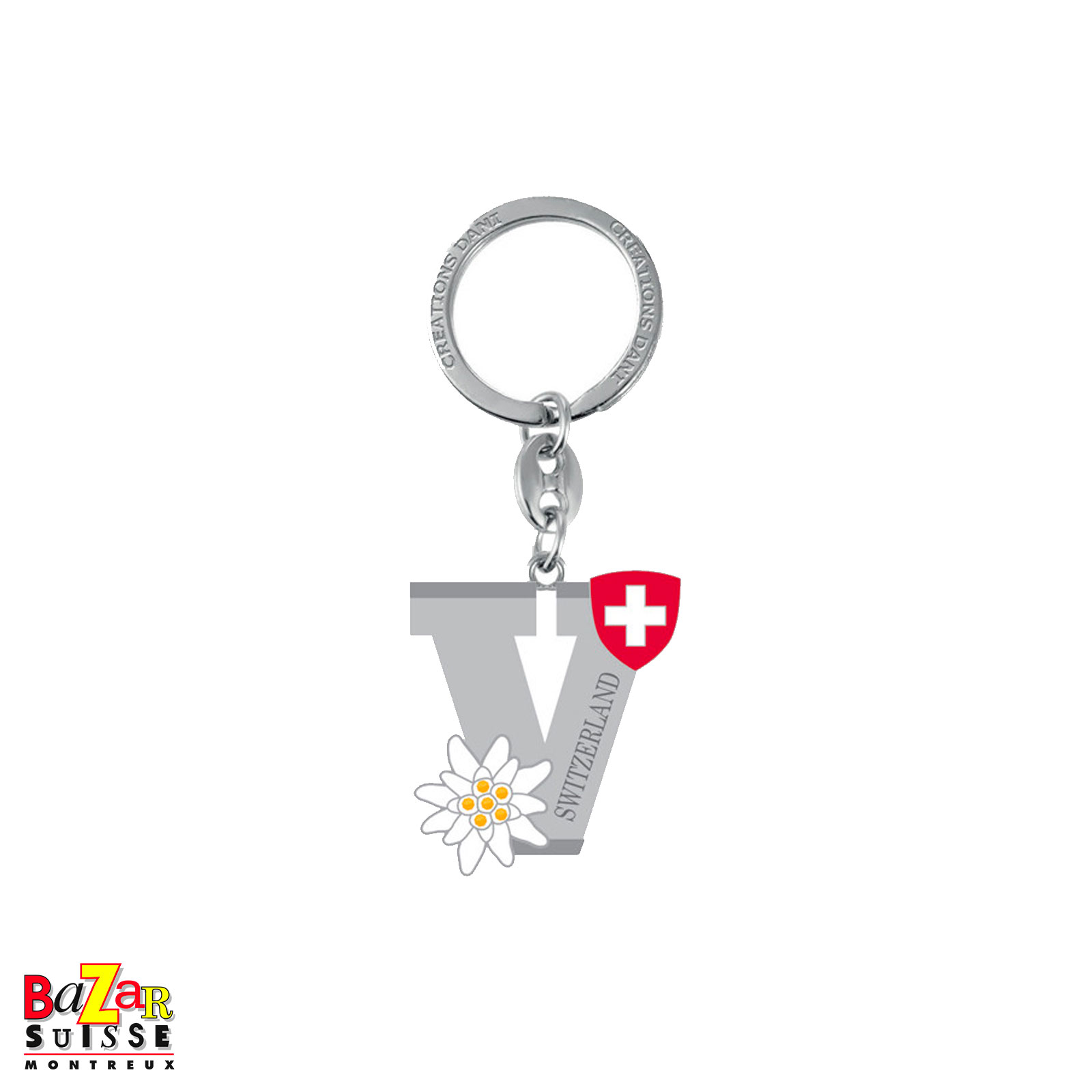 Porte-clés lettre "V" et edelweiss