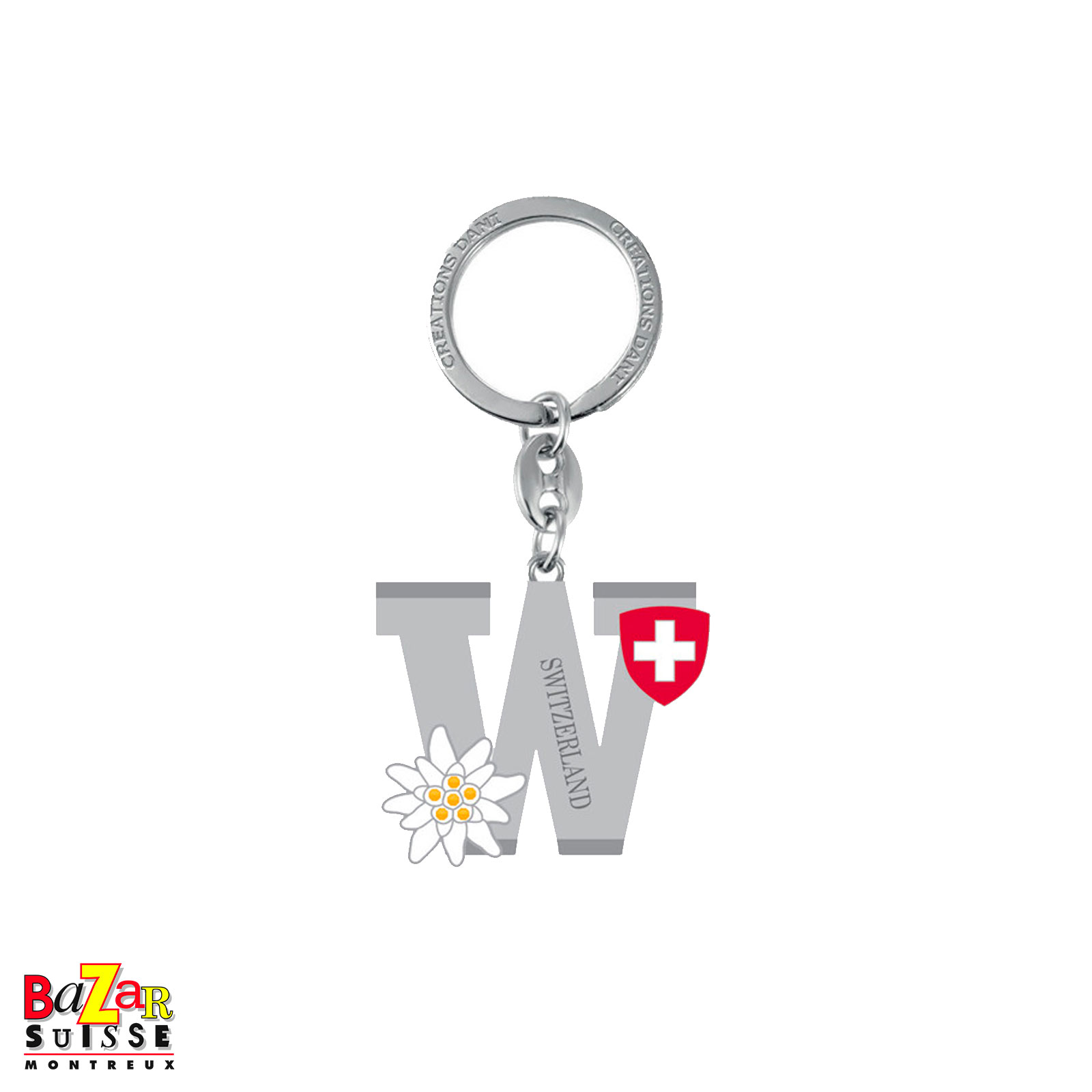 Porte-clés lettre "W" et edelweiss