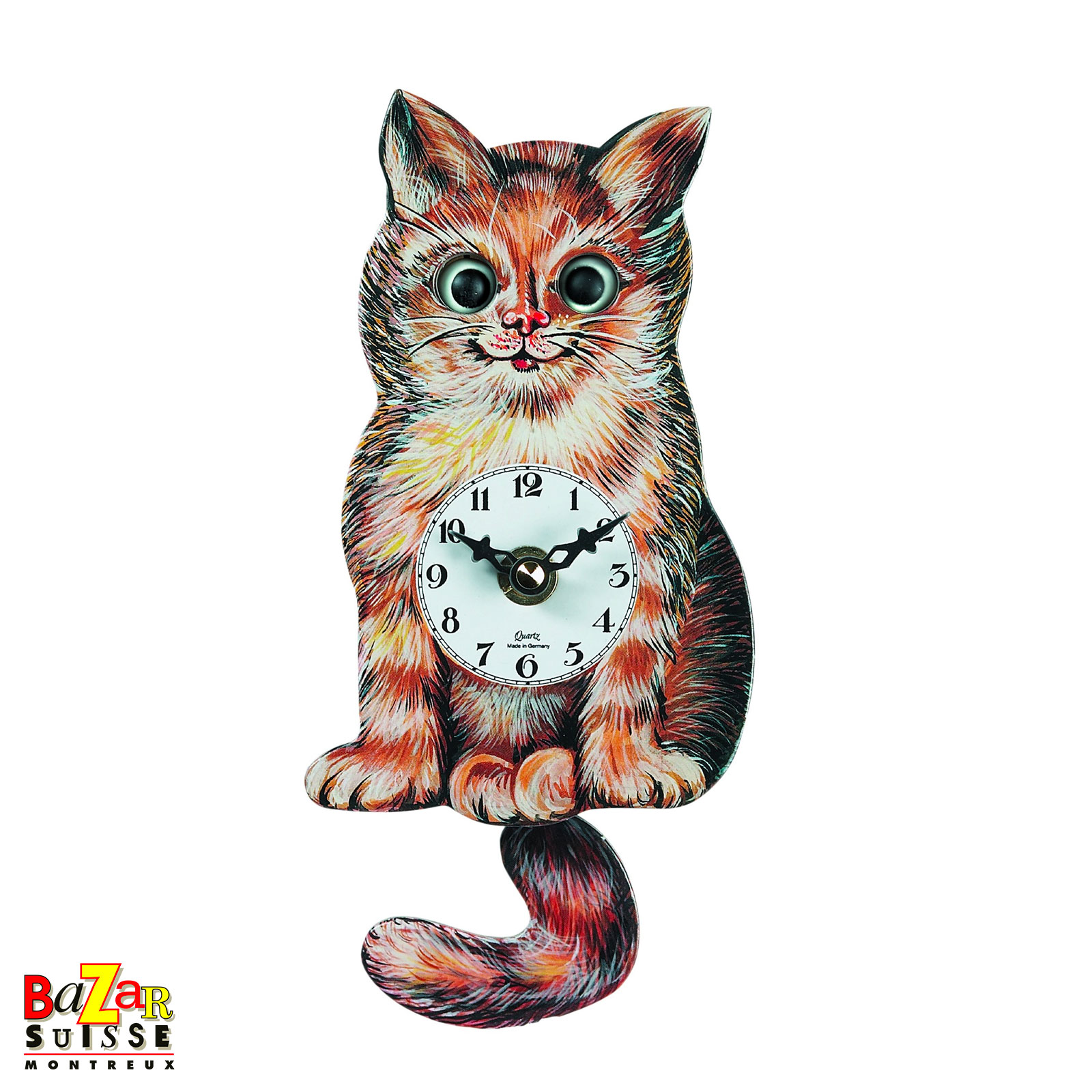 Pendulette à quartz chat - 12 cm