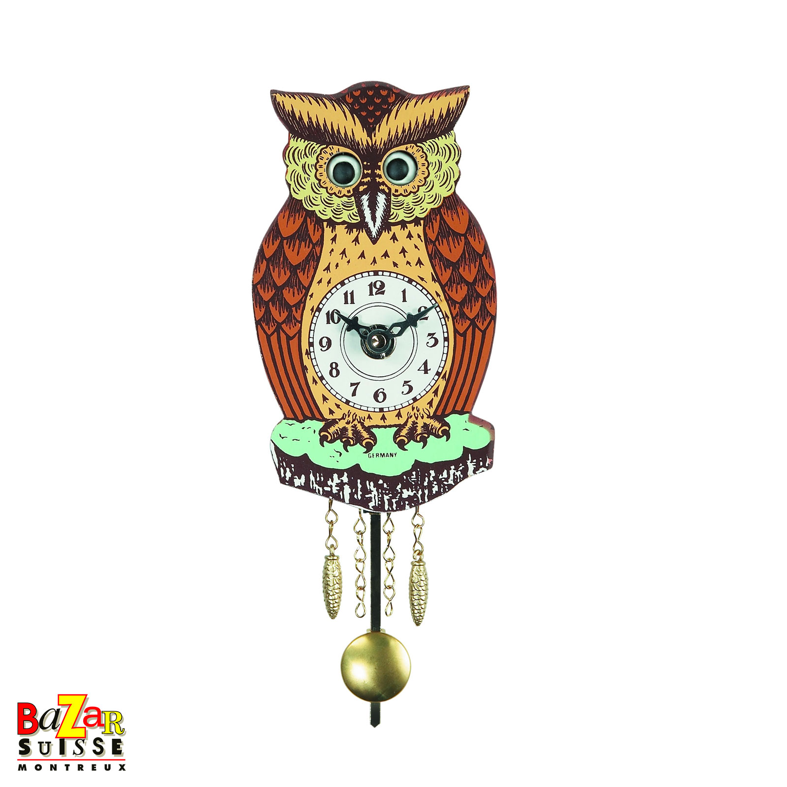 Pendulette à quartz hibou - 15 cm