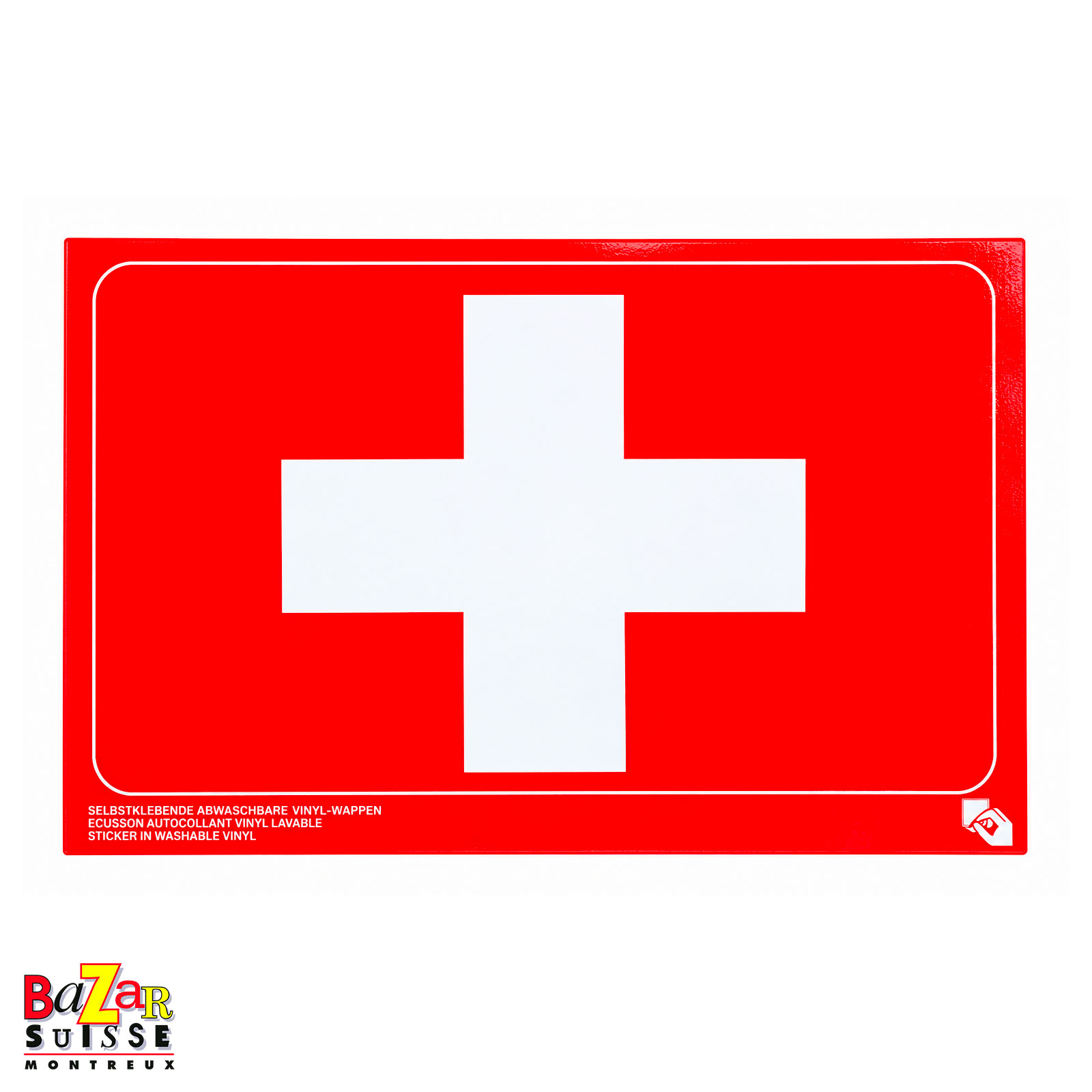 Autocollant croix suisse sur carte postale