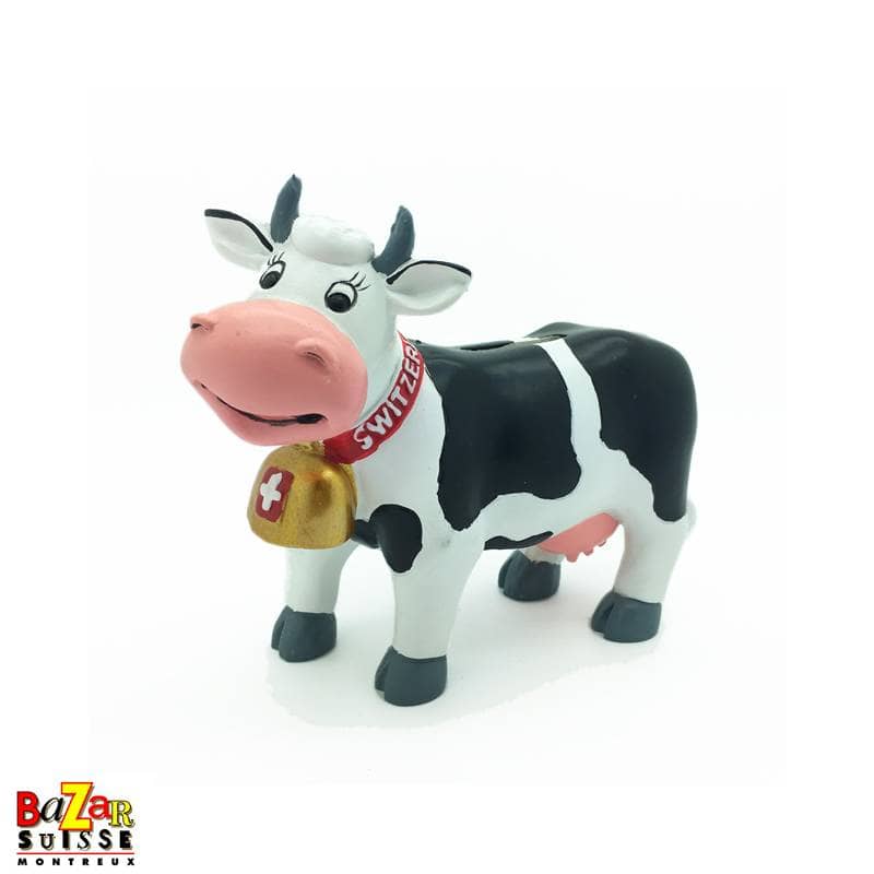 Tirelire vache suisse noire et blanche