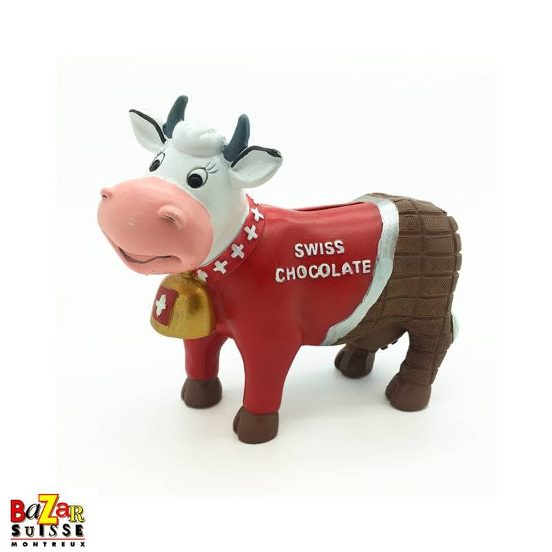 Tirelire vache Swiss Chocolate - rouge et brun