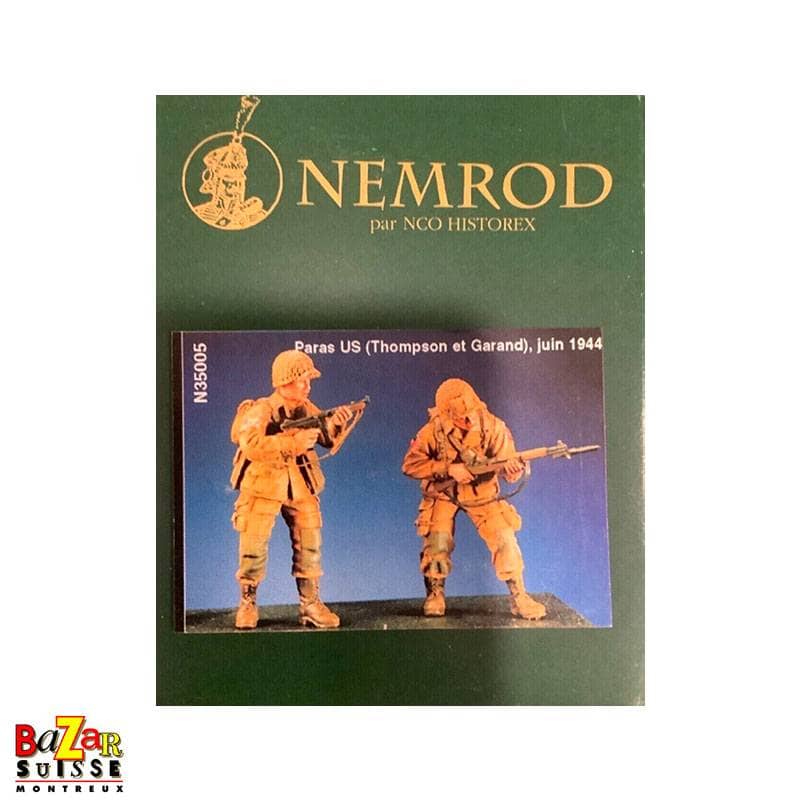 Figurines parachutistes US avec Thompson et Garand - Nemrod 1/35