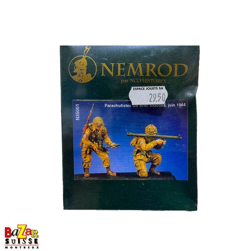 Figurines parachutistes US avec bazooka - Nemrod 1/35