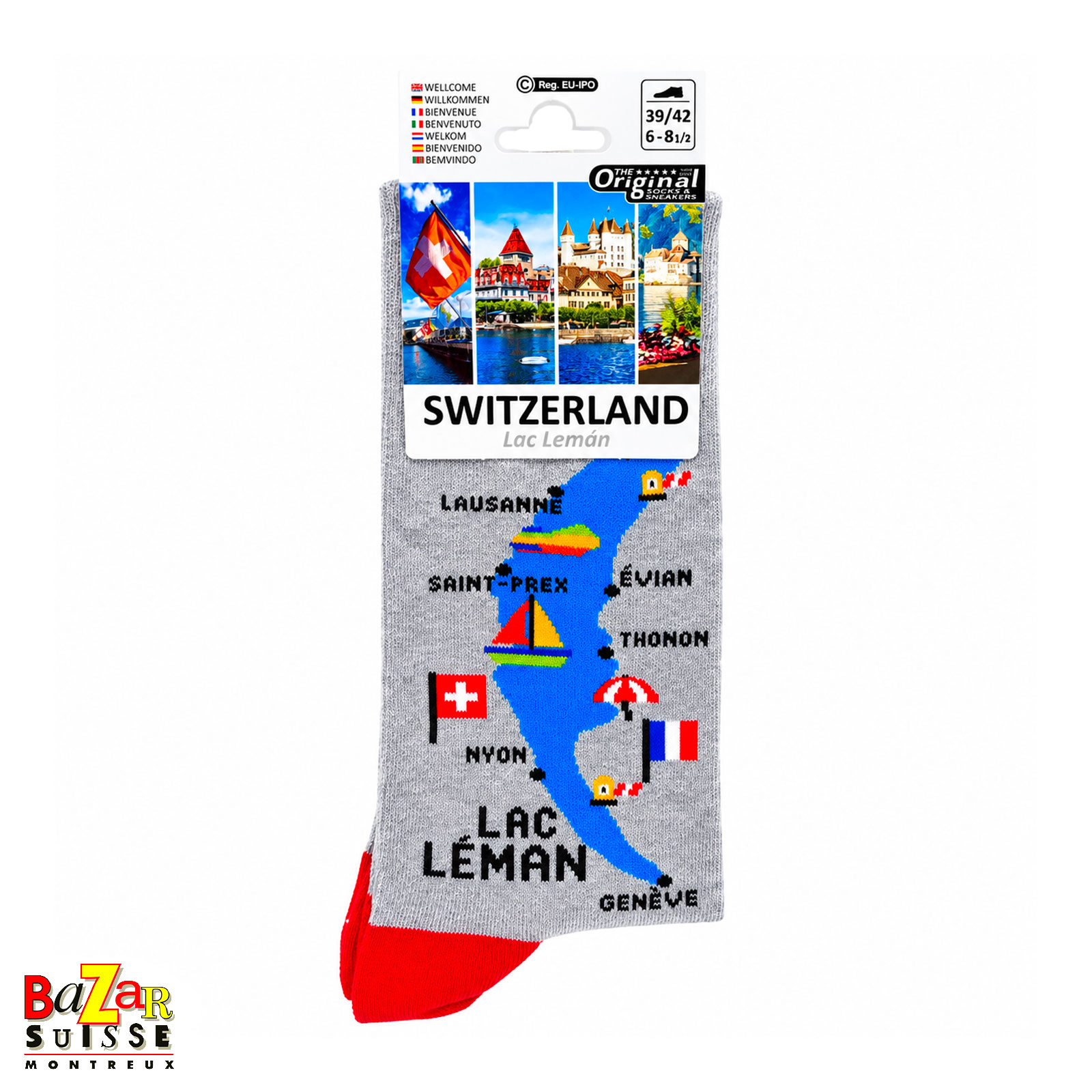 Chaussettes - carte du lac Léman