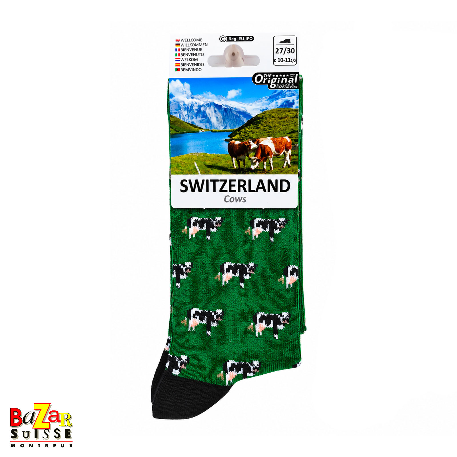 Chaussettes pour enfants - Vaches, vertes