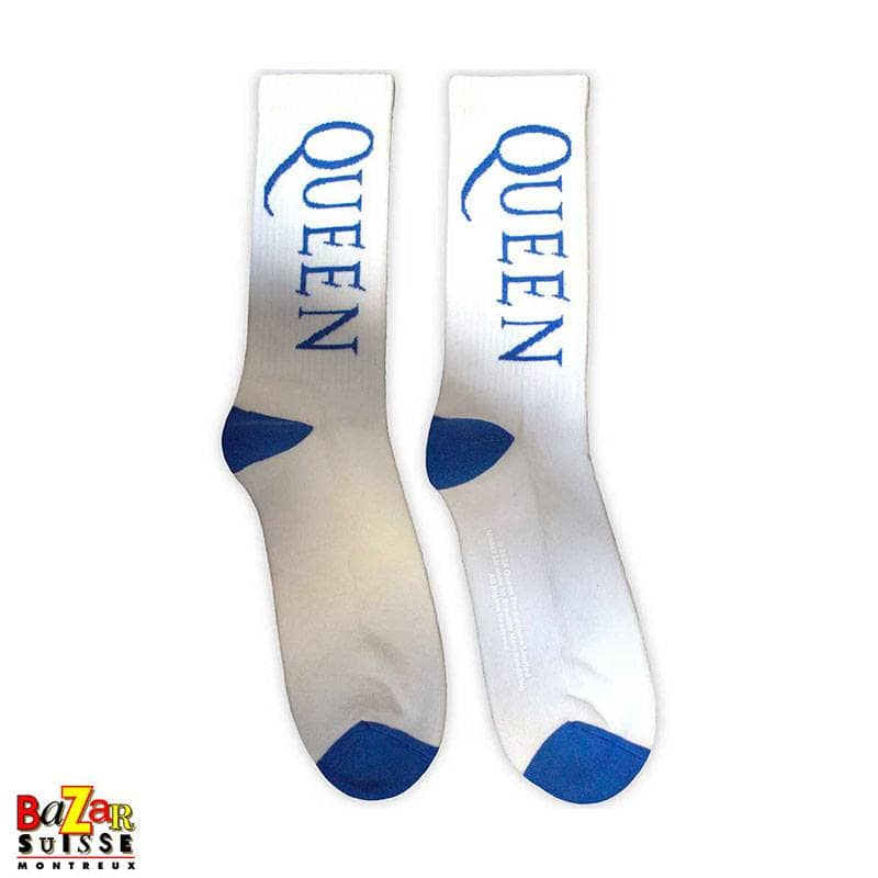 Chaussettes Queen - blanches à logo bleu