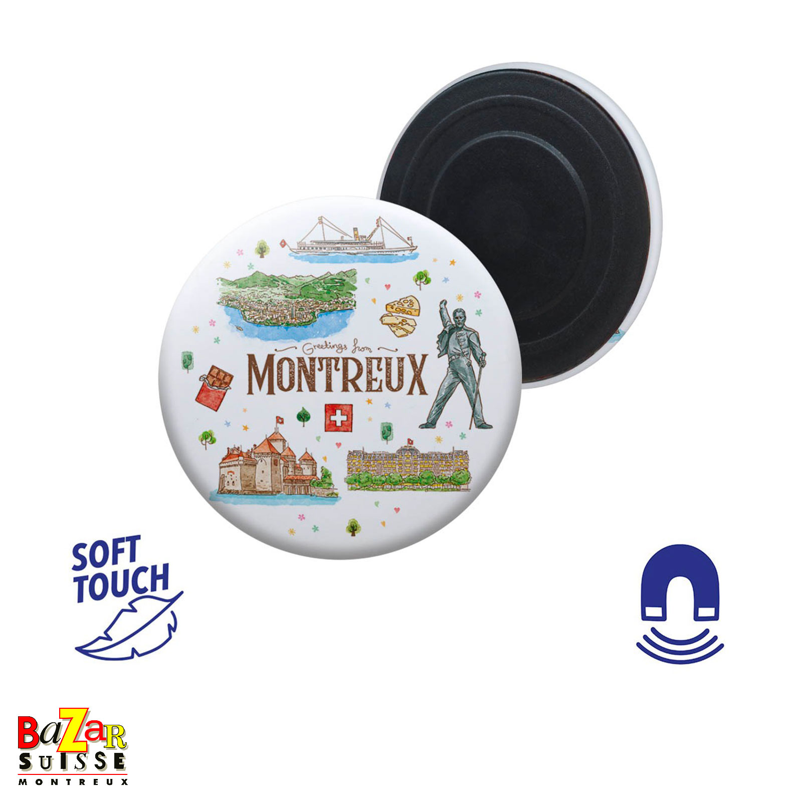 Aimant rond et souple Montreux - diamètre 5,8 cm