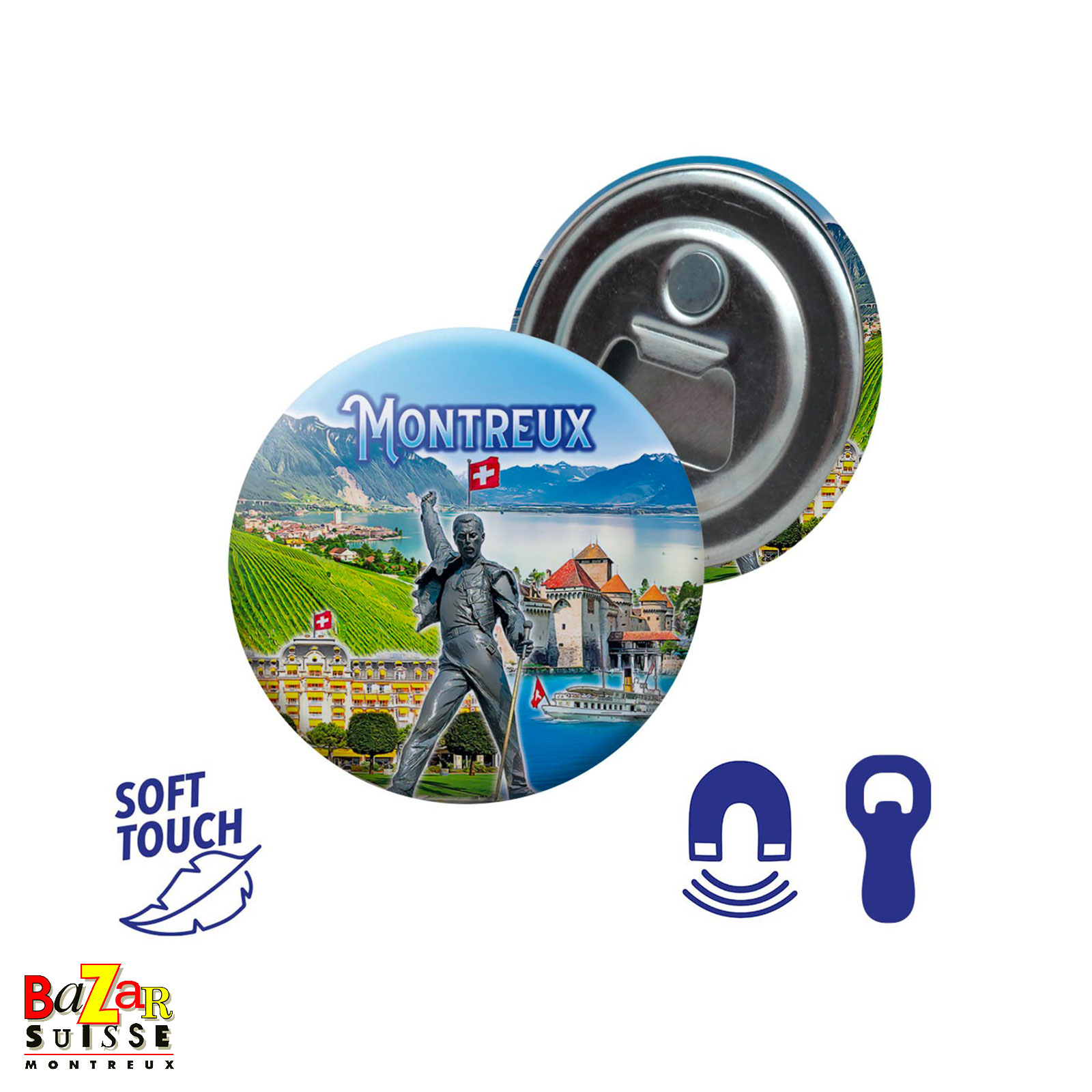 Aimant décapsuleur rond Montreux - toucher doux