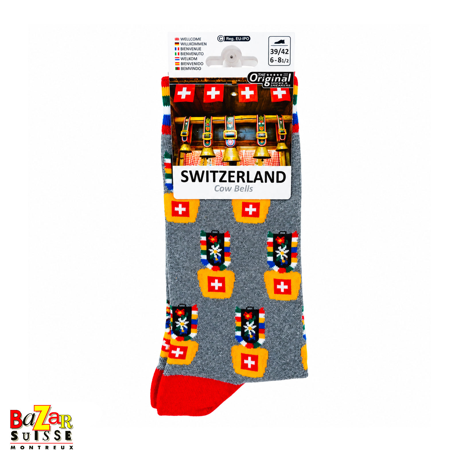 Chaussettes unisexes à motifs de cloches suisses