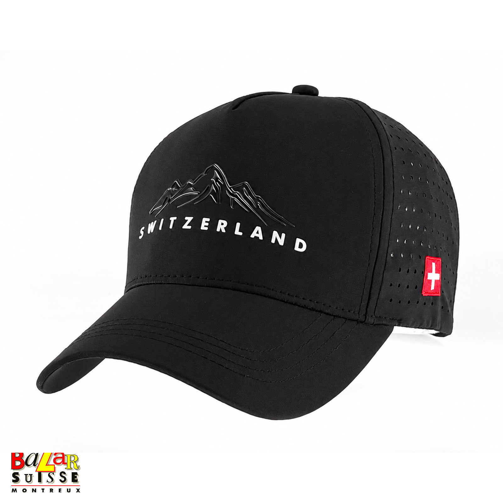 Casquette noire Switzerland - motif montagne