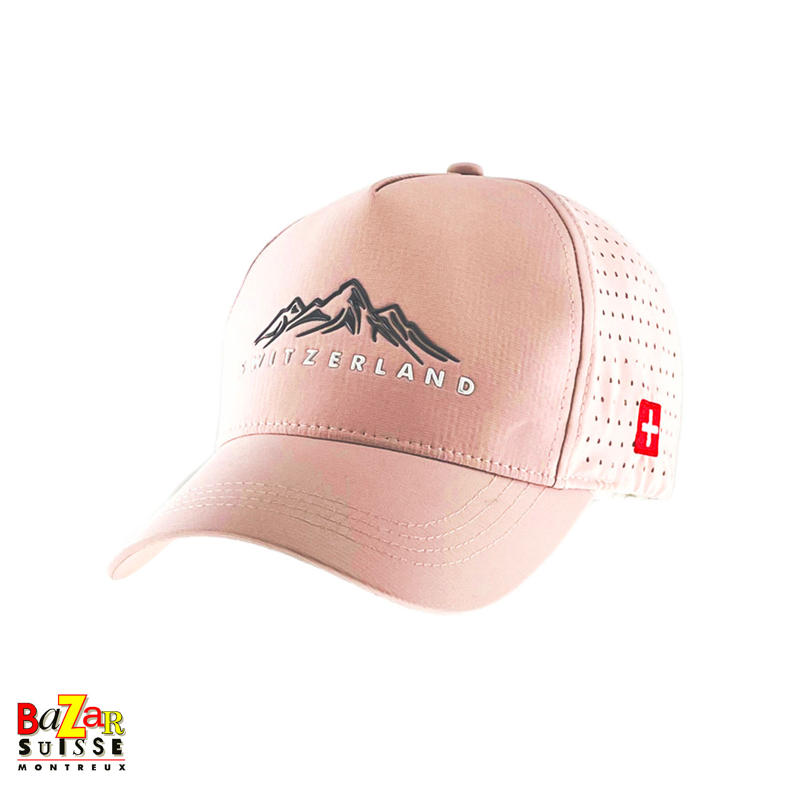 Casquette rose Switzerland - motif montagne