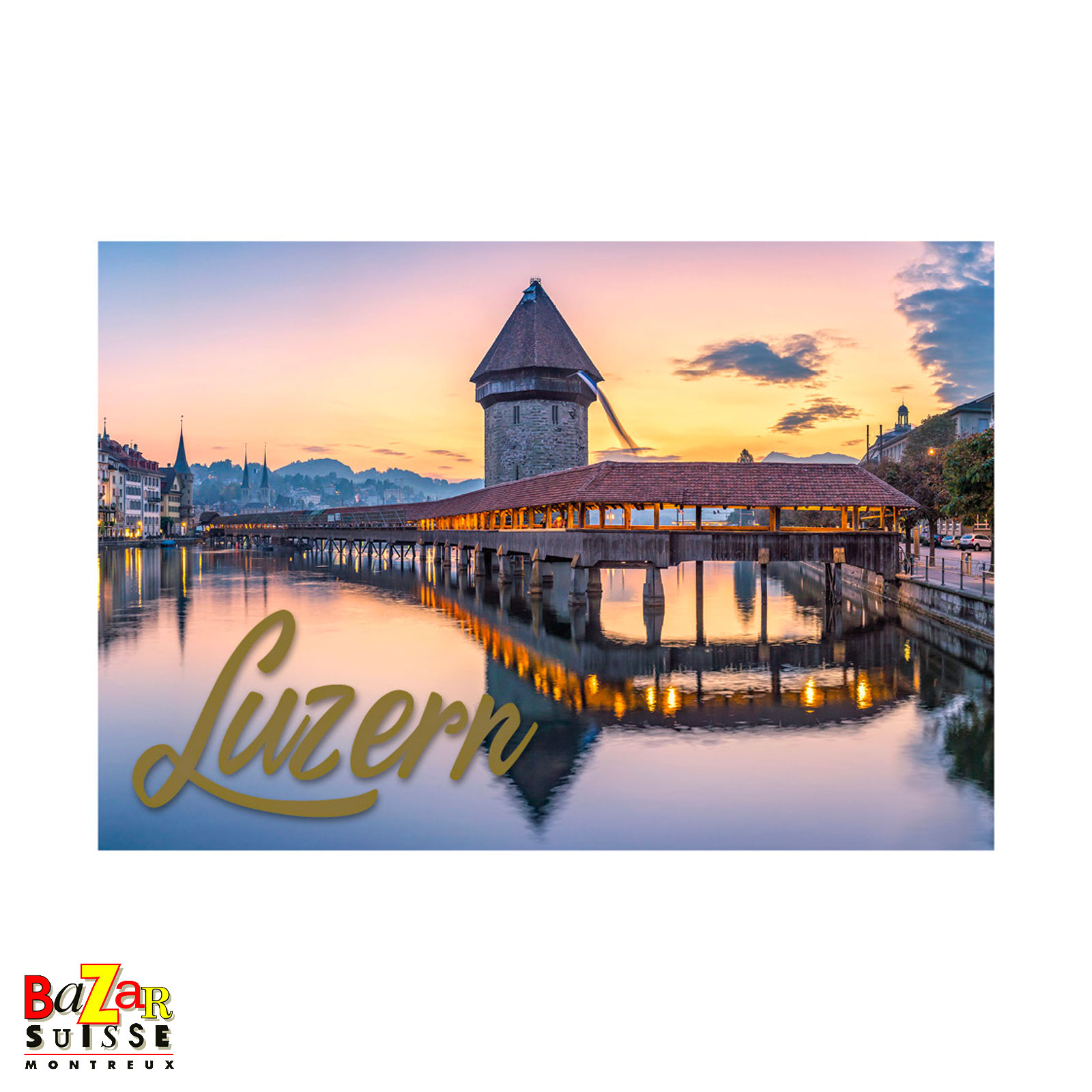 Aimant Lucerne - pont couvert au crépuscule