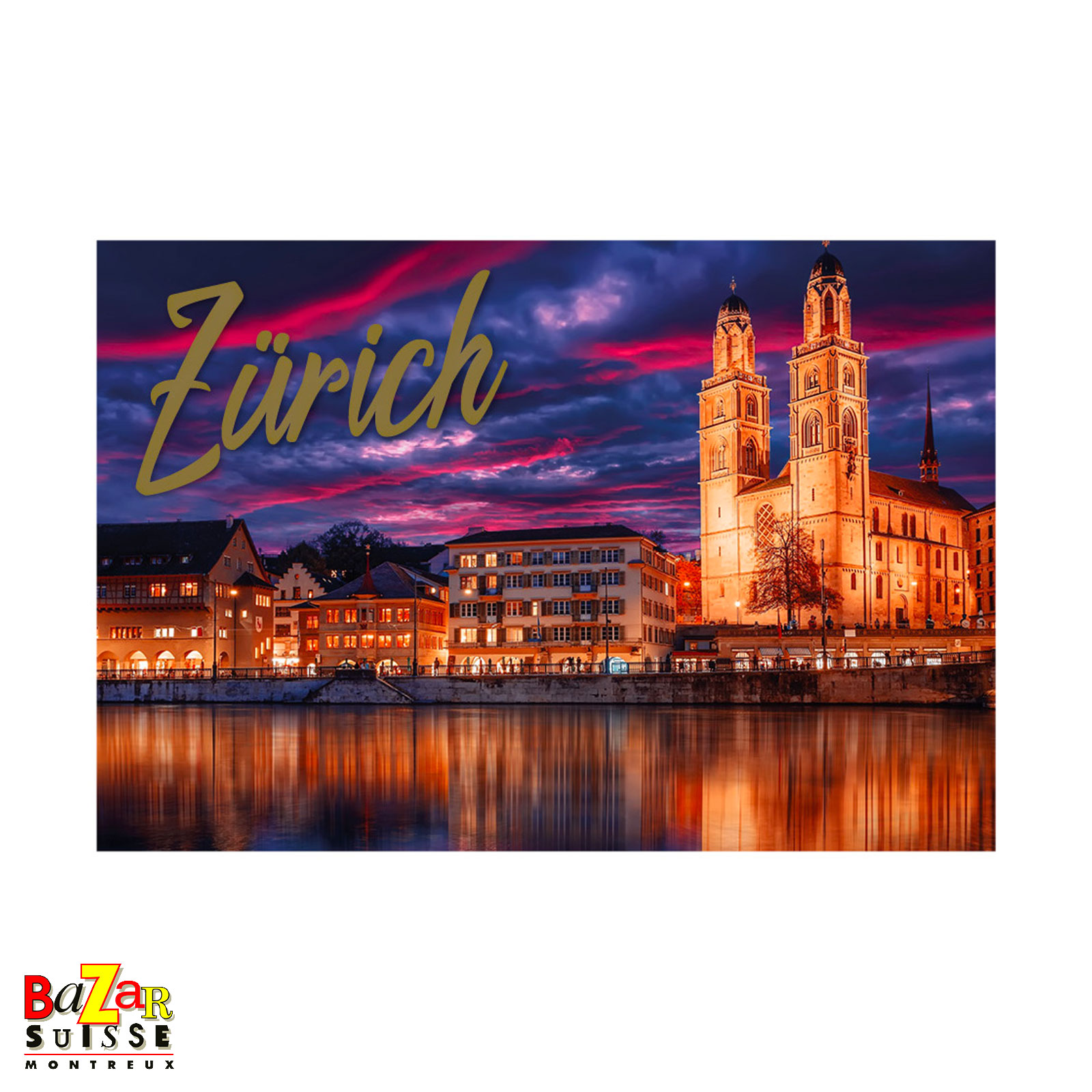 Aimant décoratif Zurich à inscription dorée