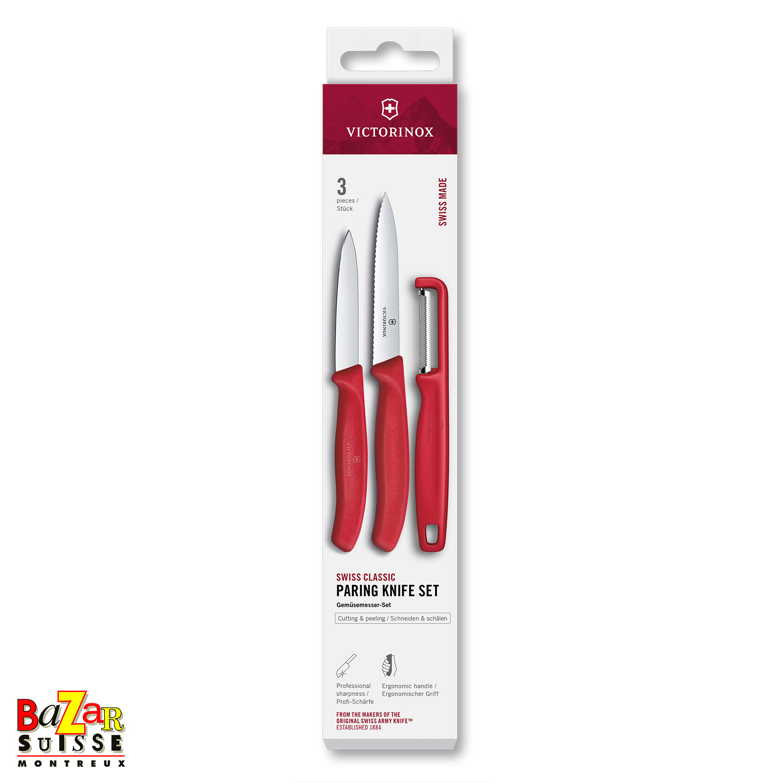 Victorinox Swiss Classic - 2 couteaux d’office et éplucheur en I