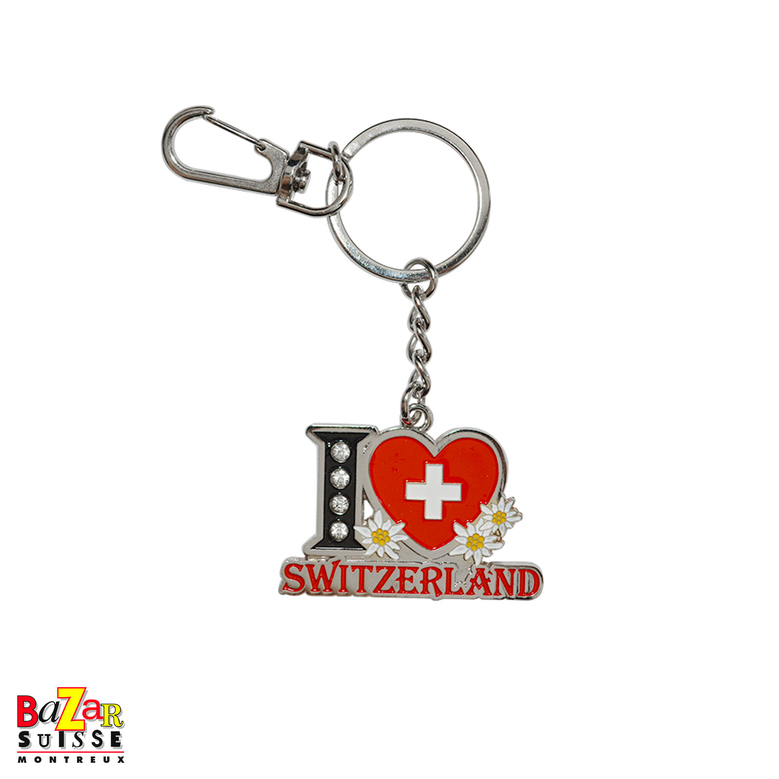 Porte-clés "I ♥ Switzerland" avec strass