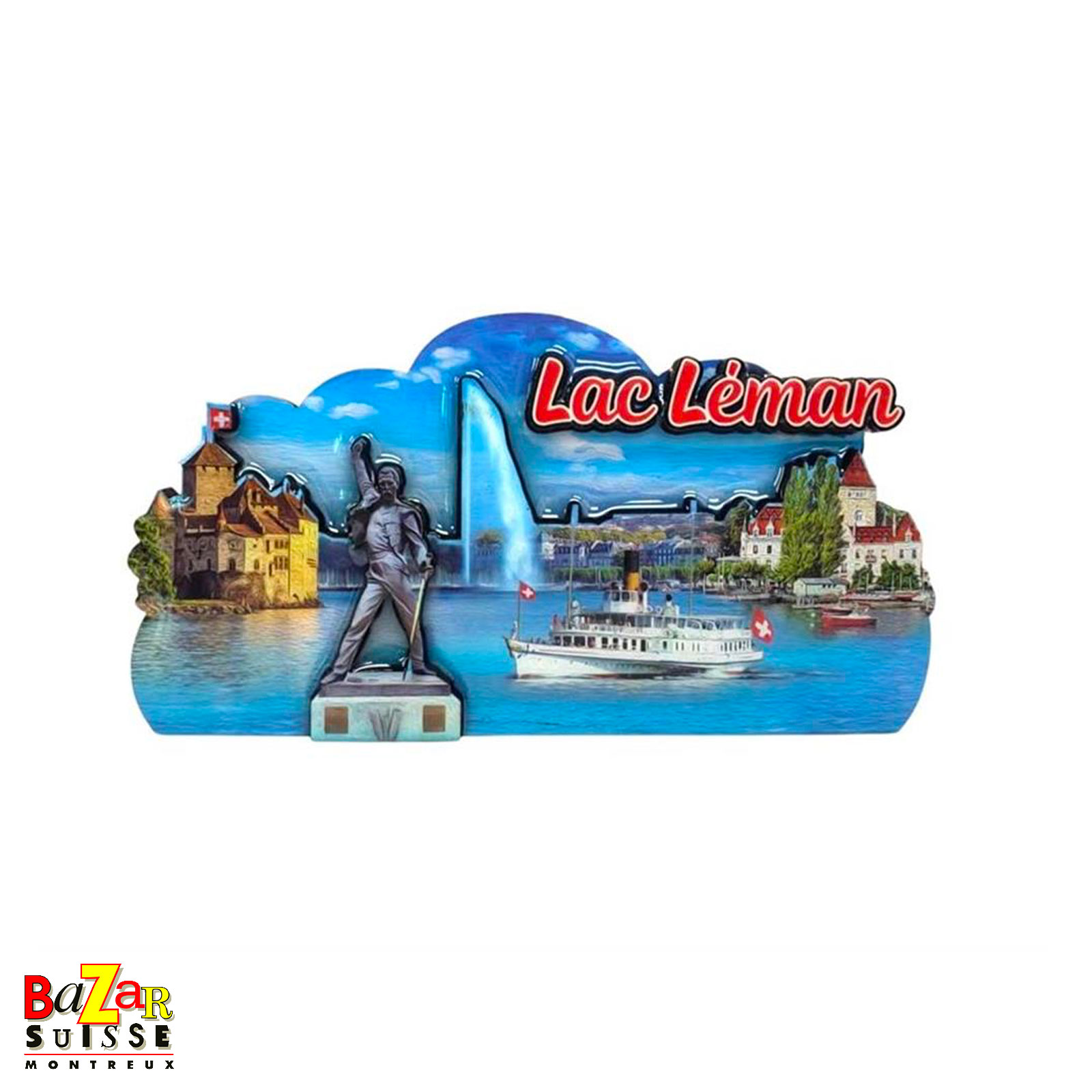 Aimant 3D Lac Léman en résine époxy
