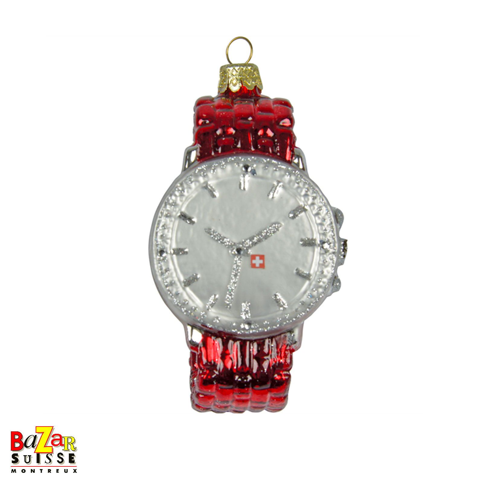 Décoration de Noël en verre - montre