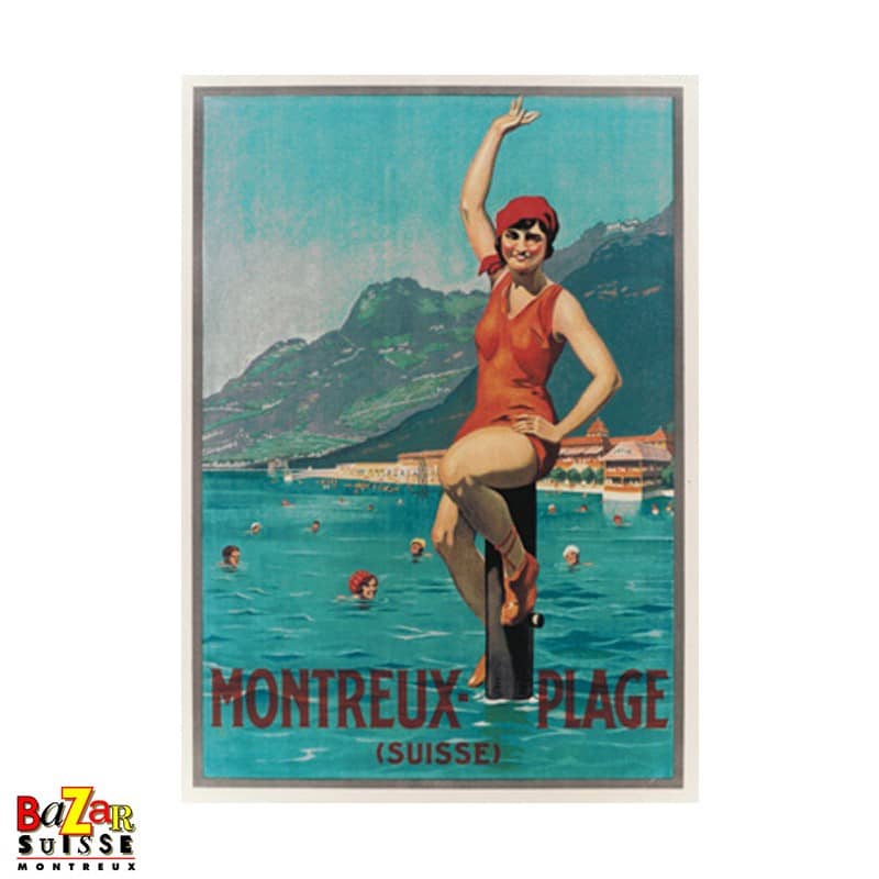 Poster Montreux Plage - Baigneuse au bord du lac