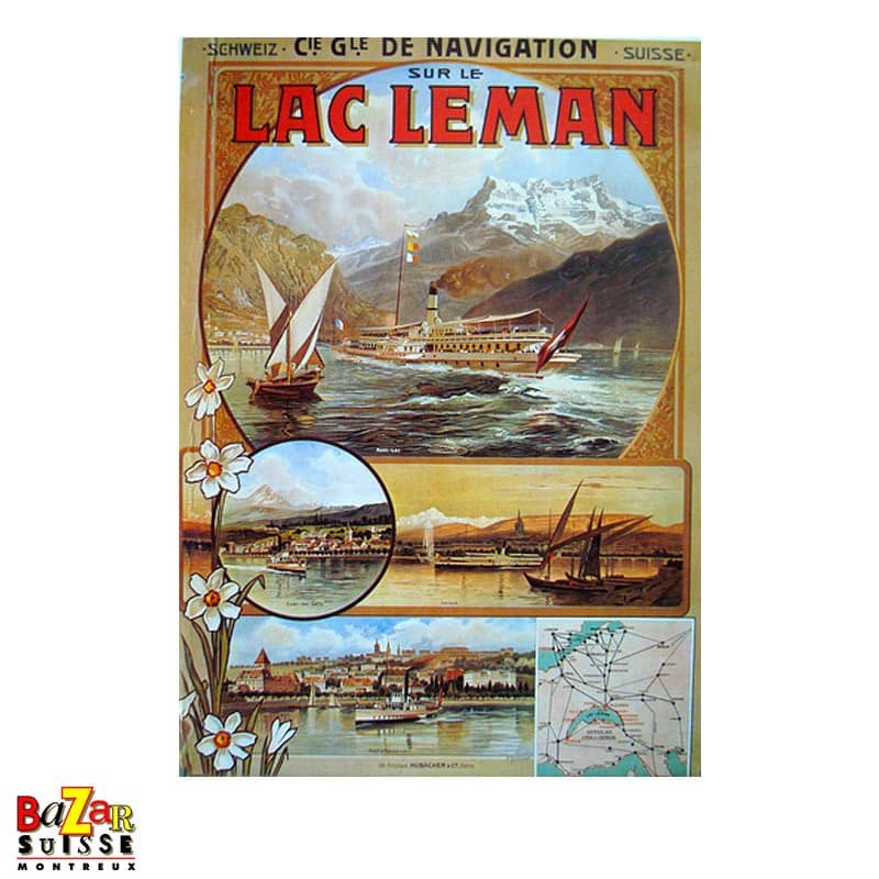 Poster Lac Léman - Bateaux et paysages
