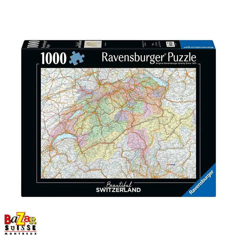 Puzzle Carte de la Suisse 1 000 pièces - Ravensburger