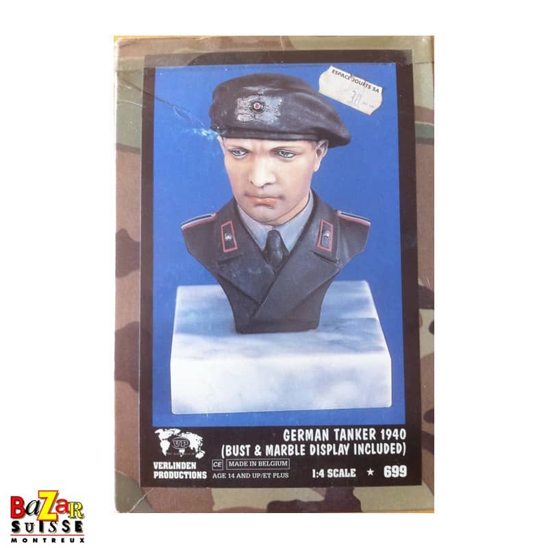 Buste de tankiste allemand 1940 avec socle 1:4 - Verlinden