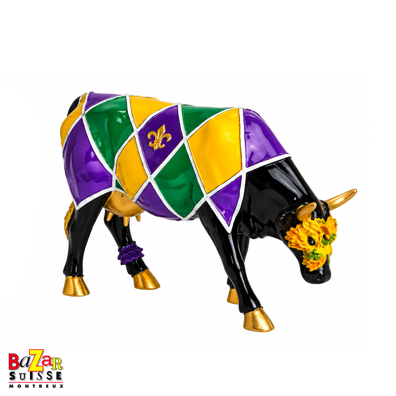 Vache Moodi Gras - CowParade - 30 x 9 x 20 cm