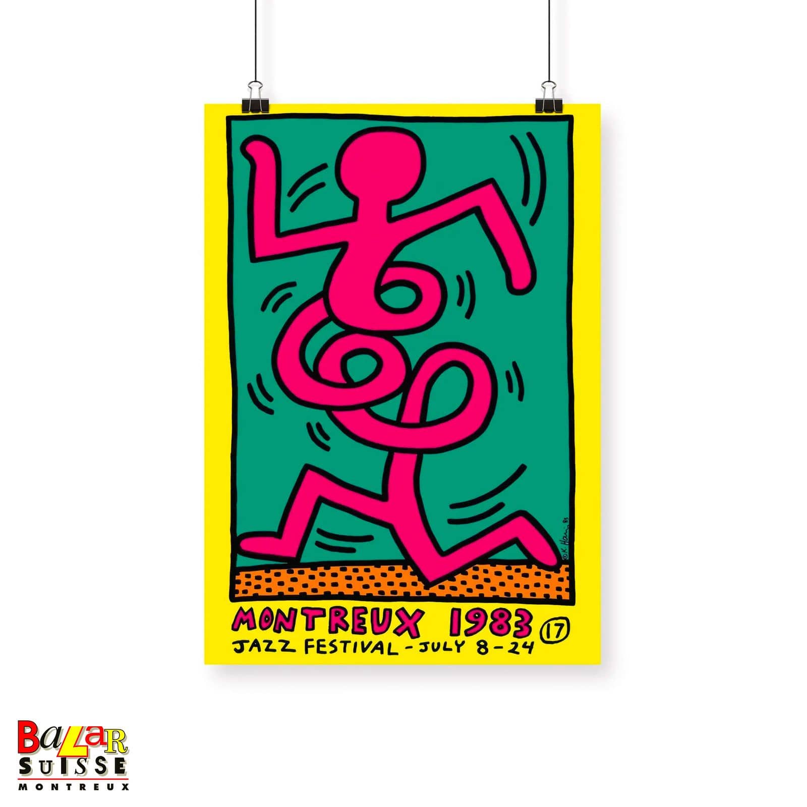 Affiche Montreux Jazz Festival 1983 - jaune - Keith Haring