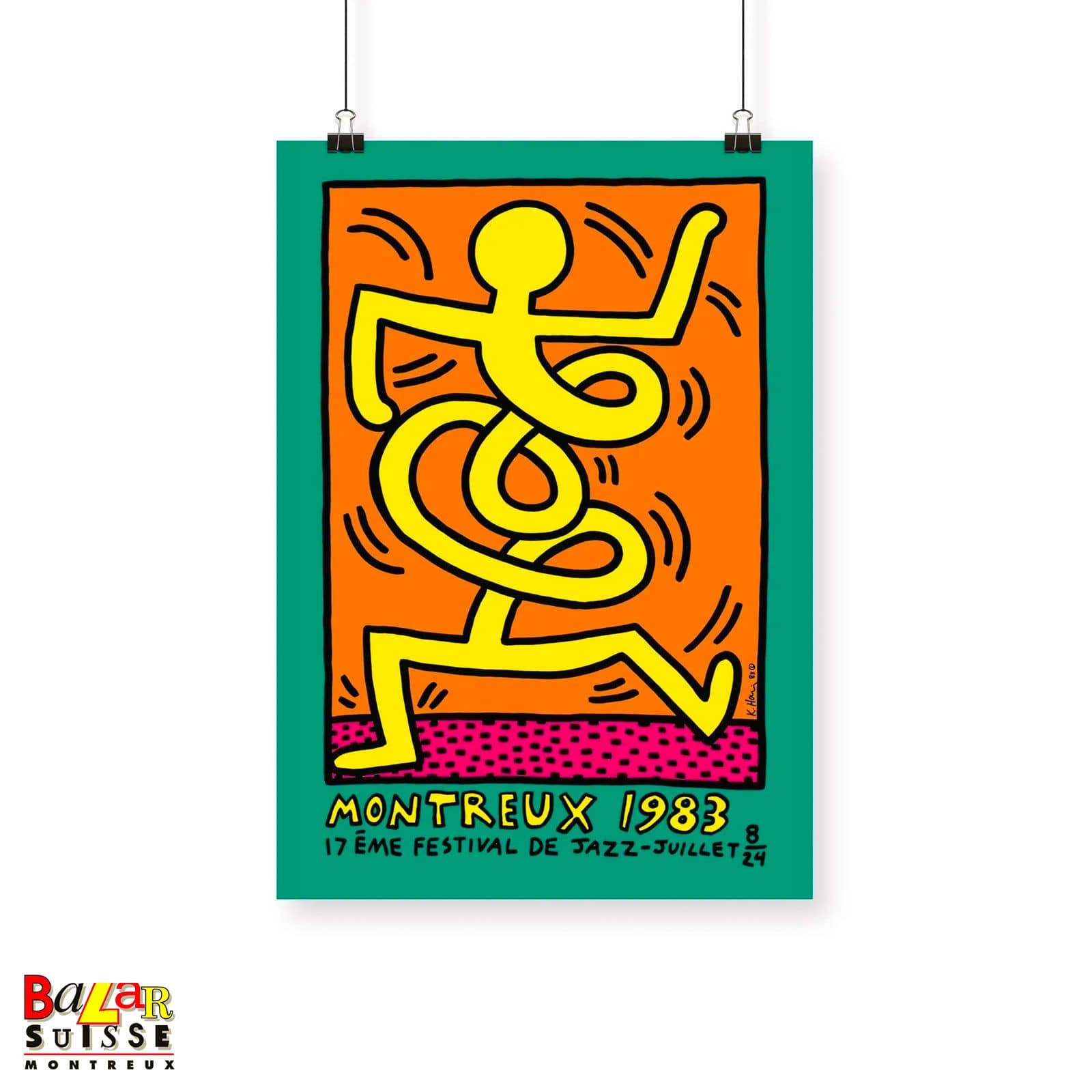 Affiche Montreux Jazz Festival 1983 - vert - Keith Haring