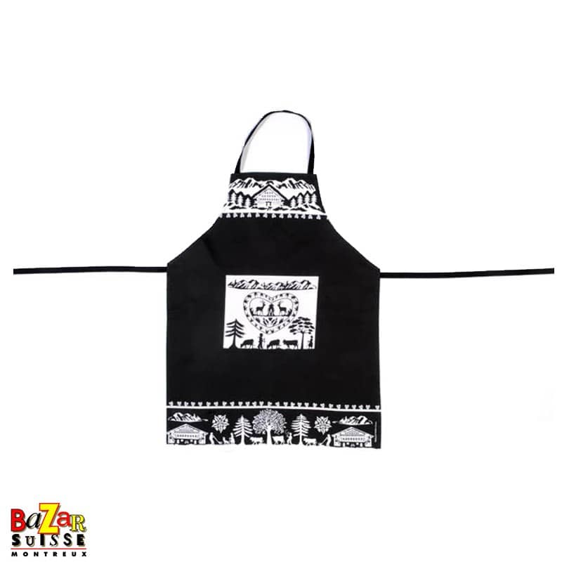 Tablier de cuisine Découpage - noir et blanc