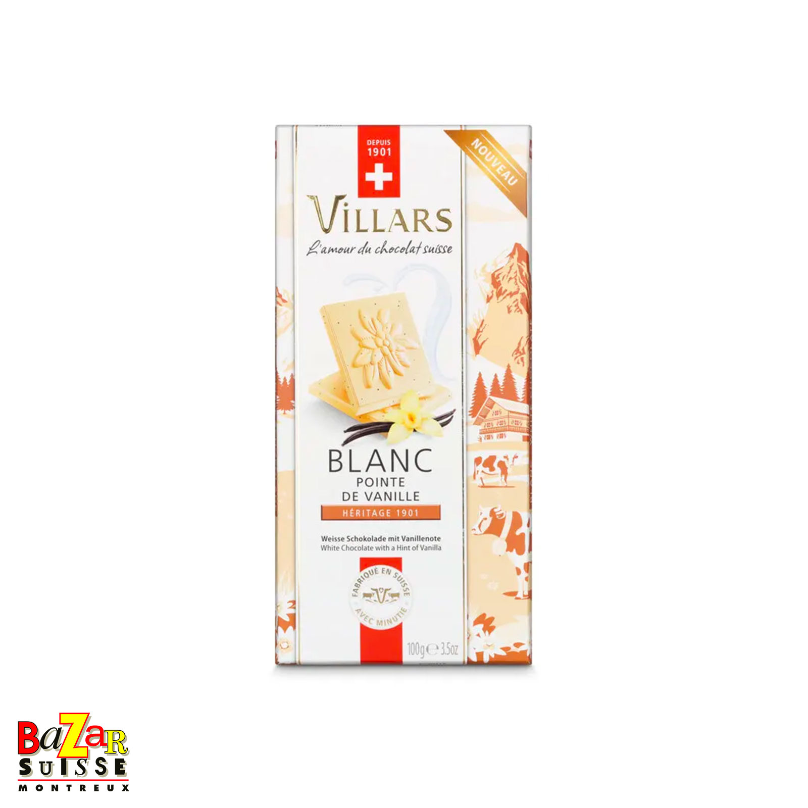 Chocolat suisse Villars - Blanc à la vanille - 100 g
