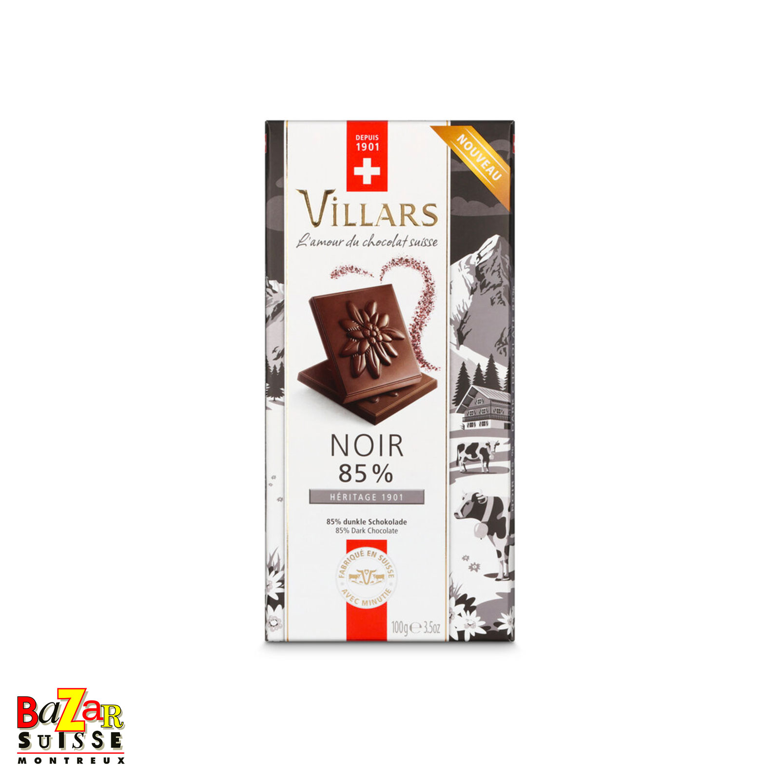 Chocolat noir suisse 85 % - Villars - 100 g