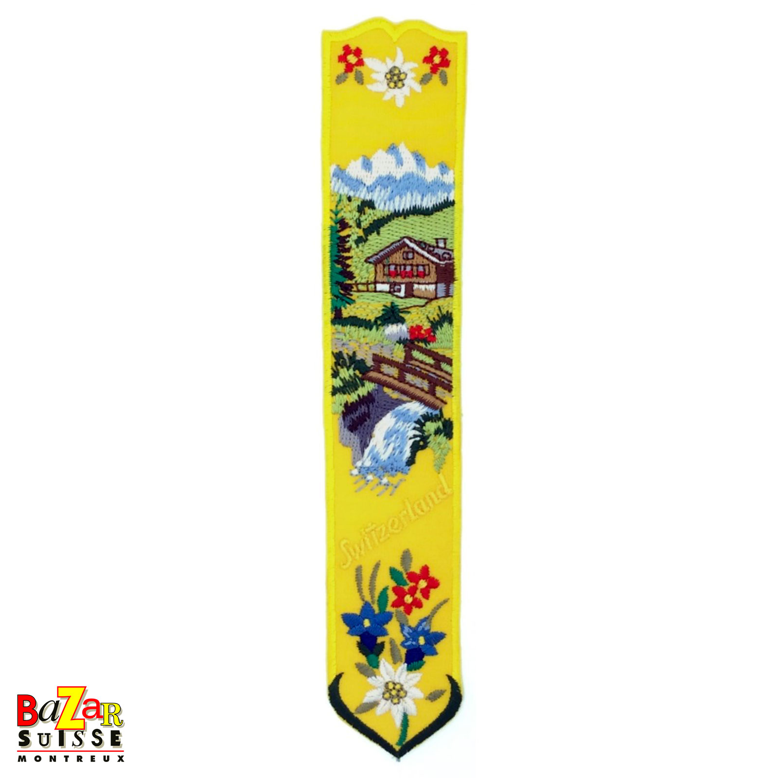 Signet brodé chalet - jaune