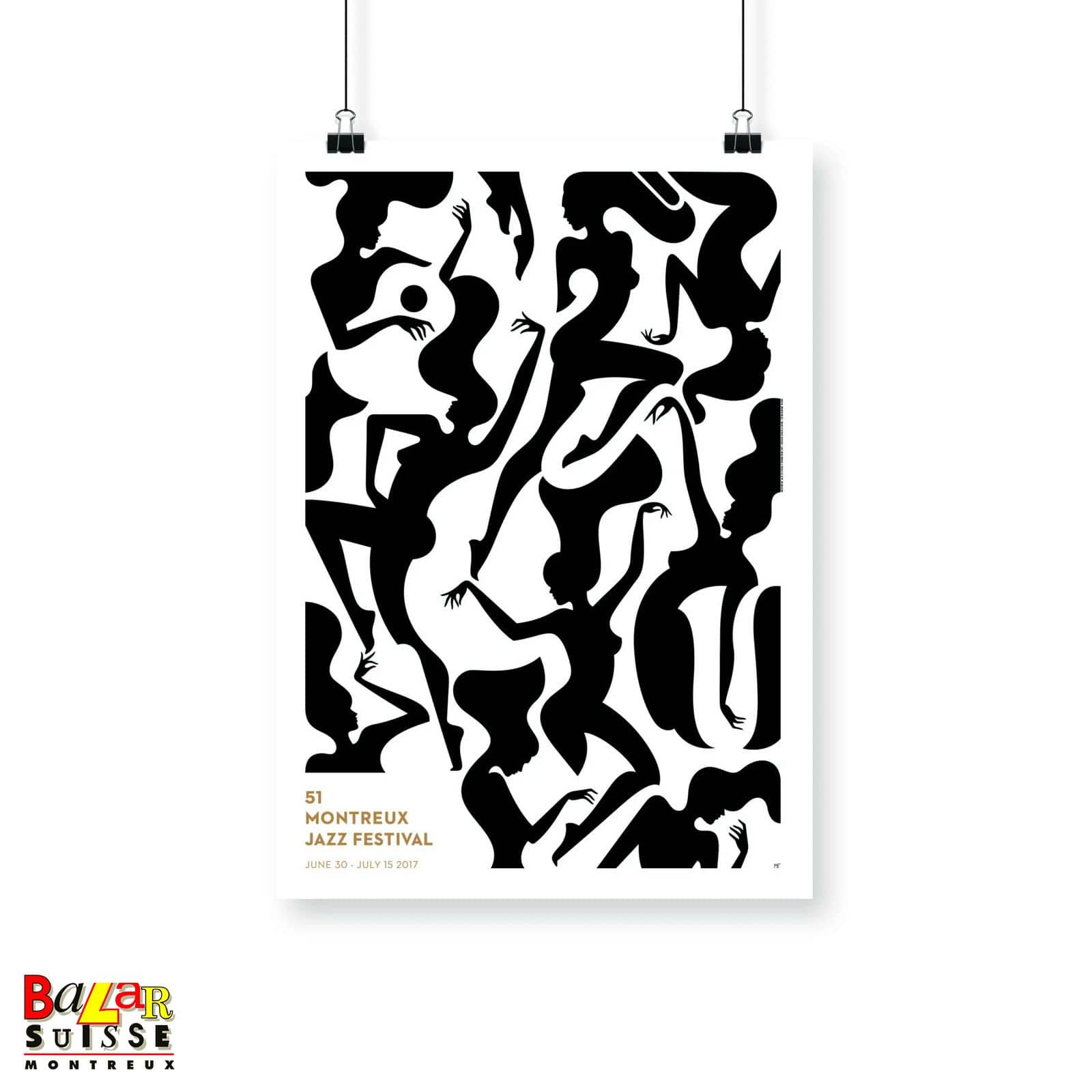 Affiche Montreux Jazz Festival 2017 - noir et blanc - Malika Favre
