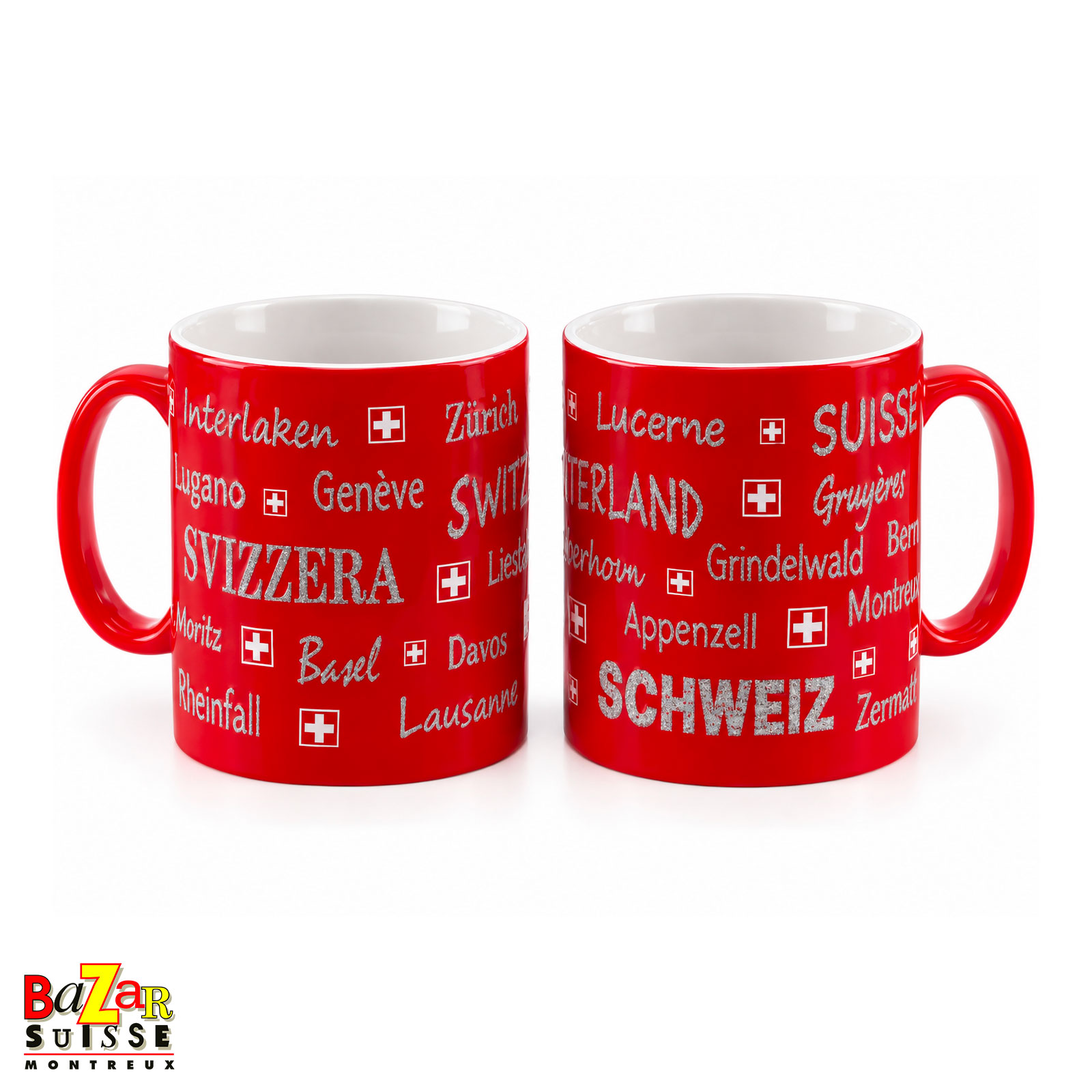 Tasse en céramique villes suisses - rouge