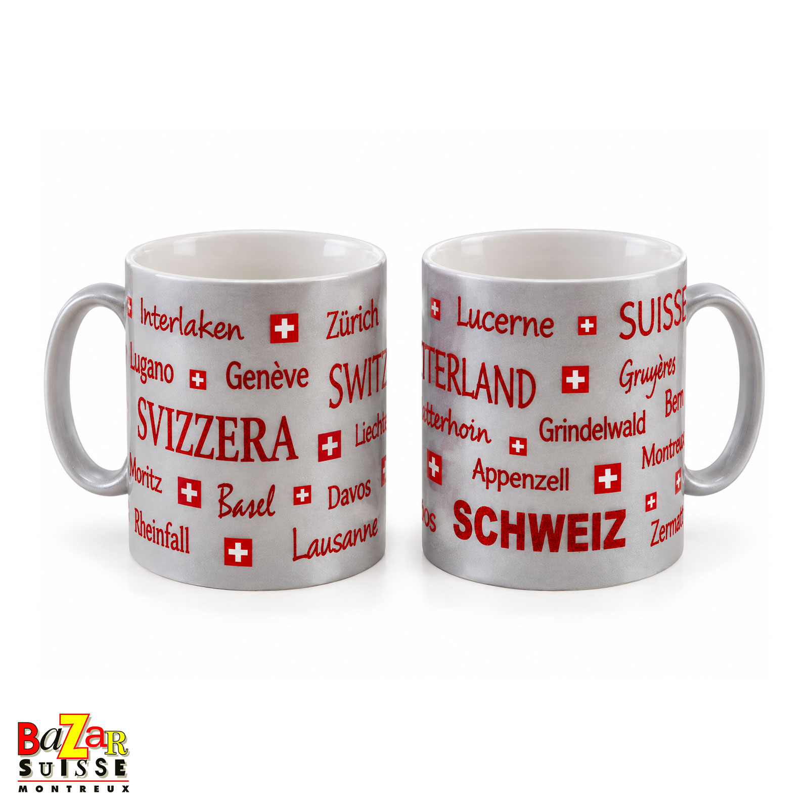 Tasse en céramique villes suisses - grise