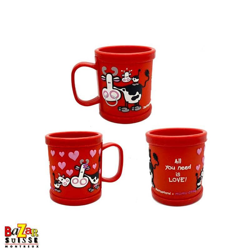 Tasse en plastique Mumu Cow - rouge
